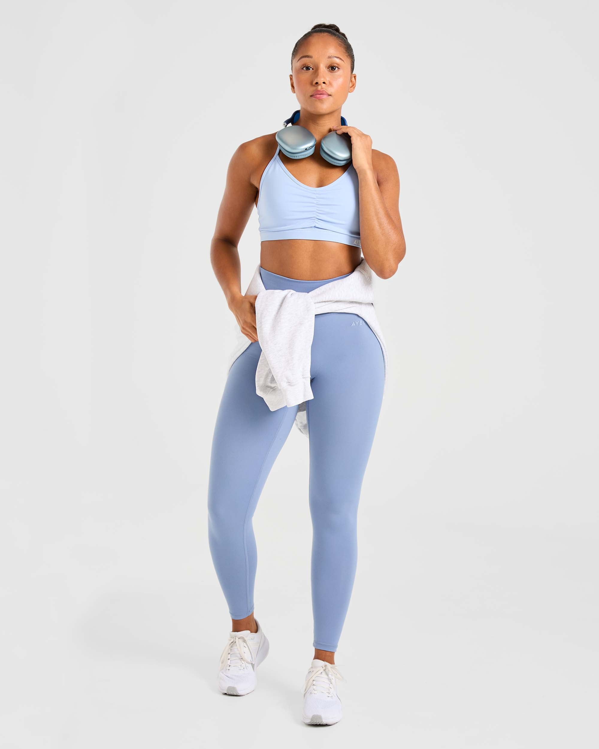 Essential Ruched Sports Bra - Powder Blauw