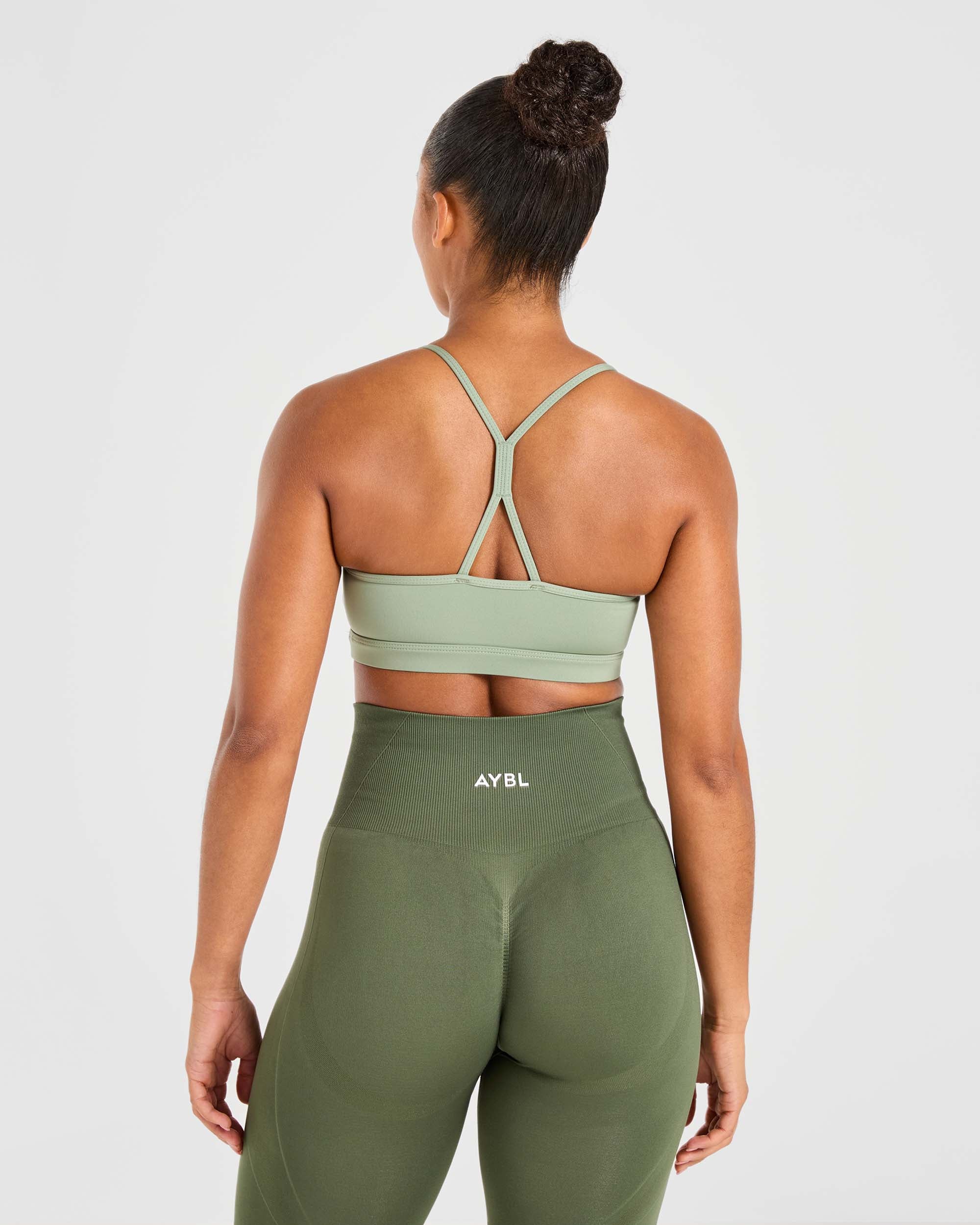 Essential Ruched Sports Bra - Olive Groen