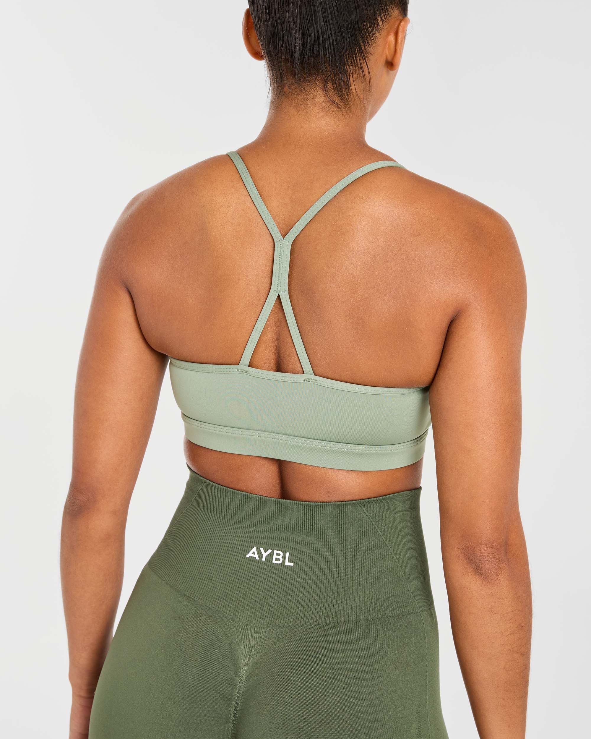 Essential Ruched Sports Bra - Olive Groen