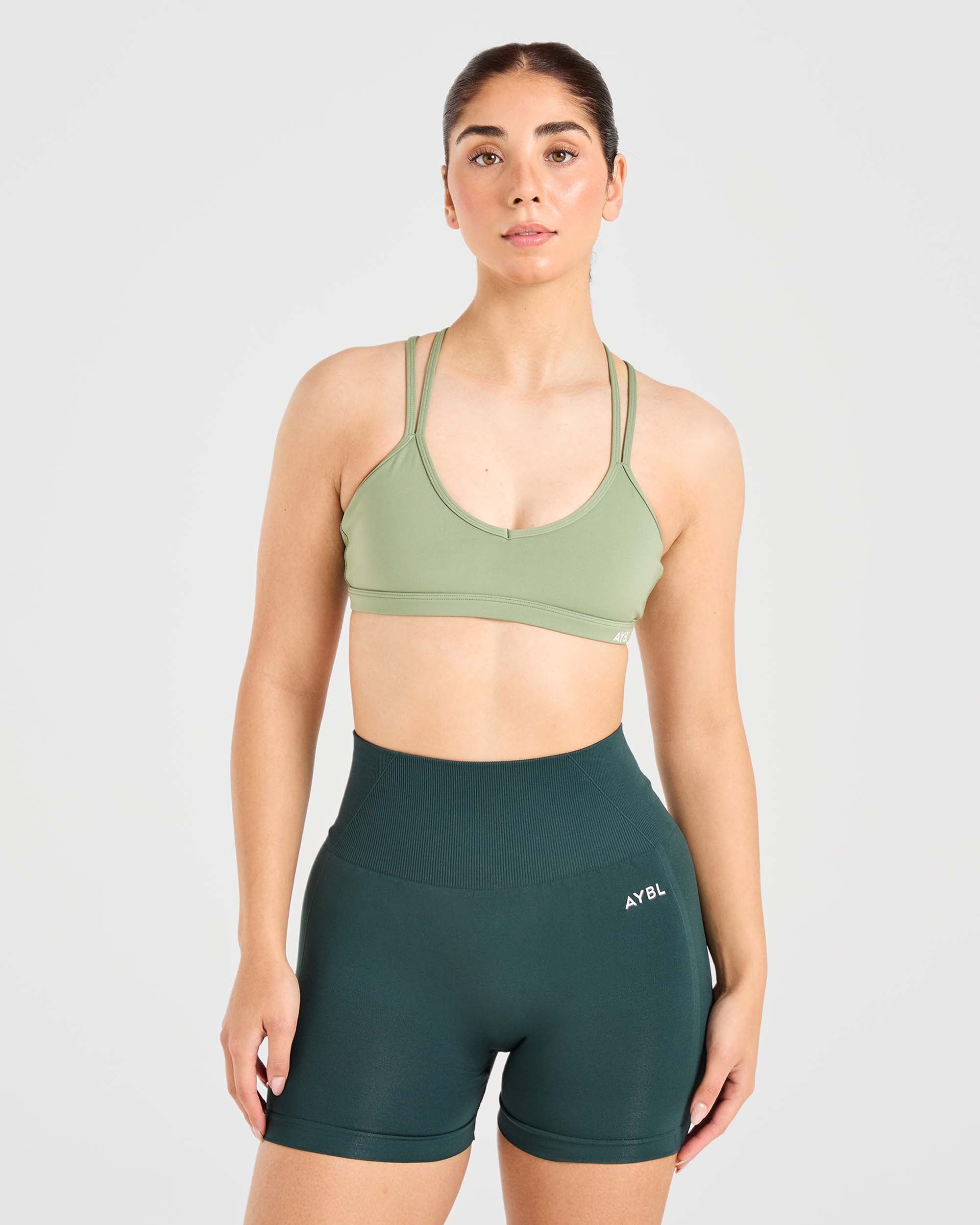 Essential Strappy Sports Bra - Olive Groen