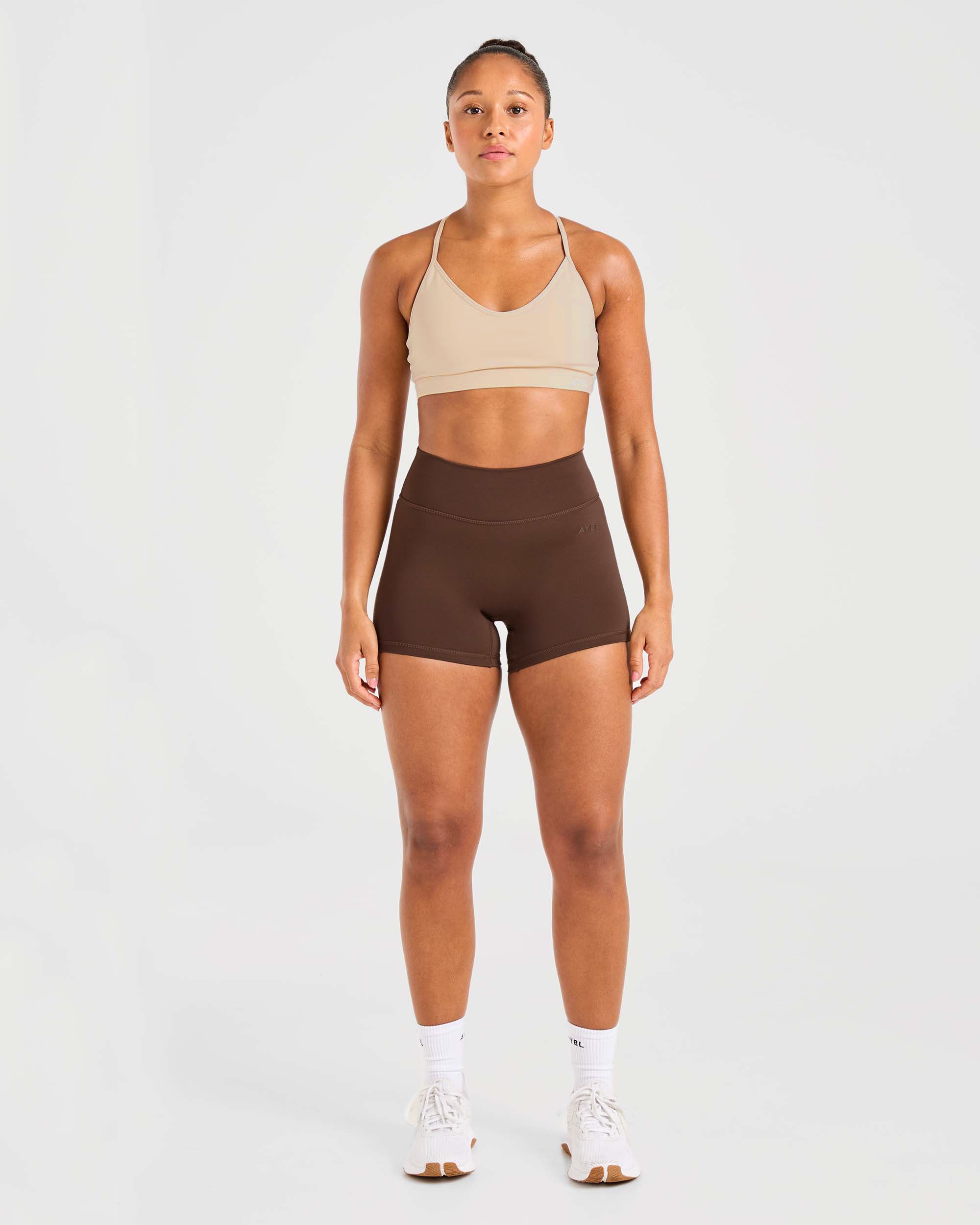 Essential V Neck Sports Bra - Mocha