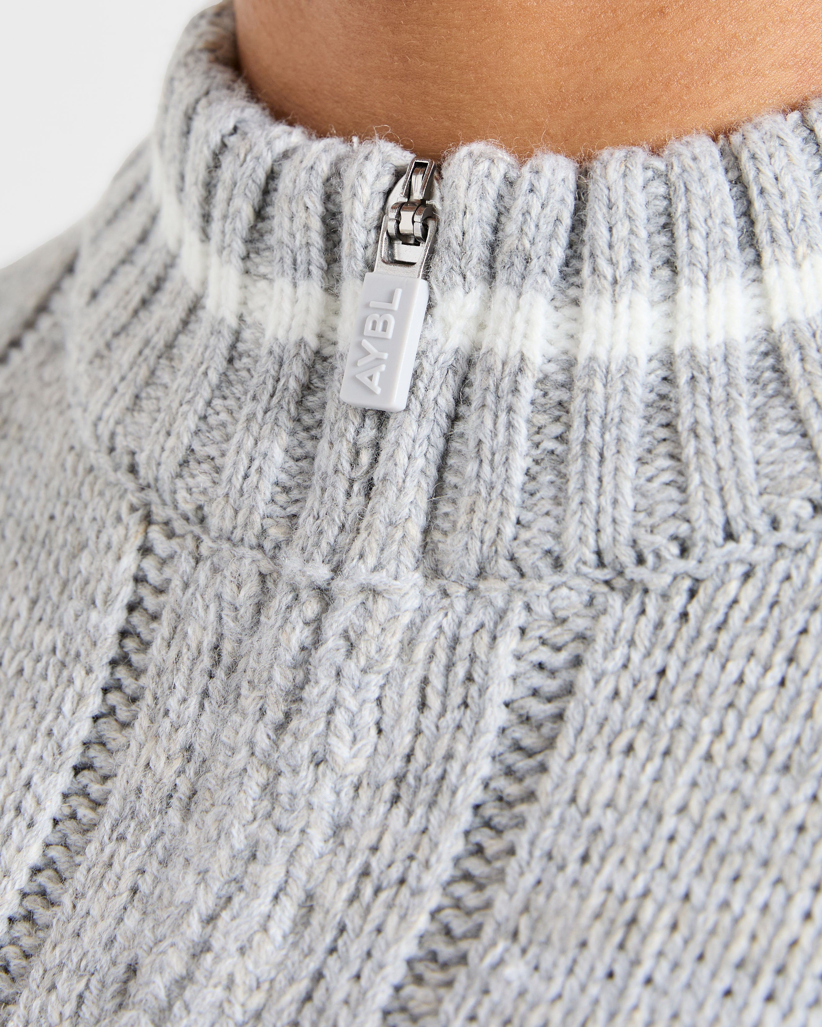 Athletics Oversized Knitted 1/4 Zip - Grijs Marl