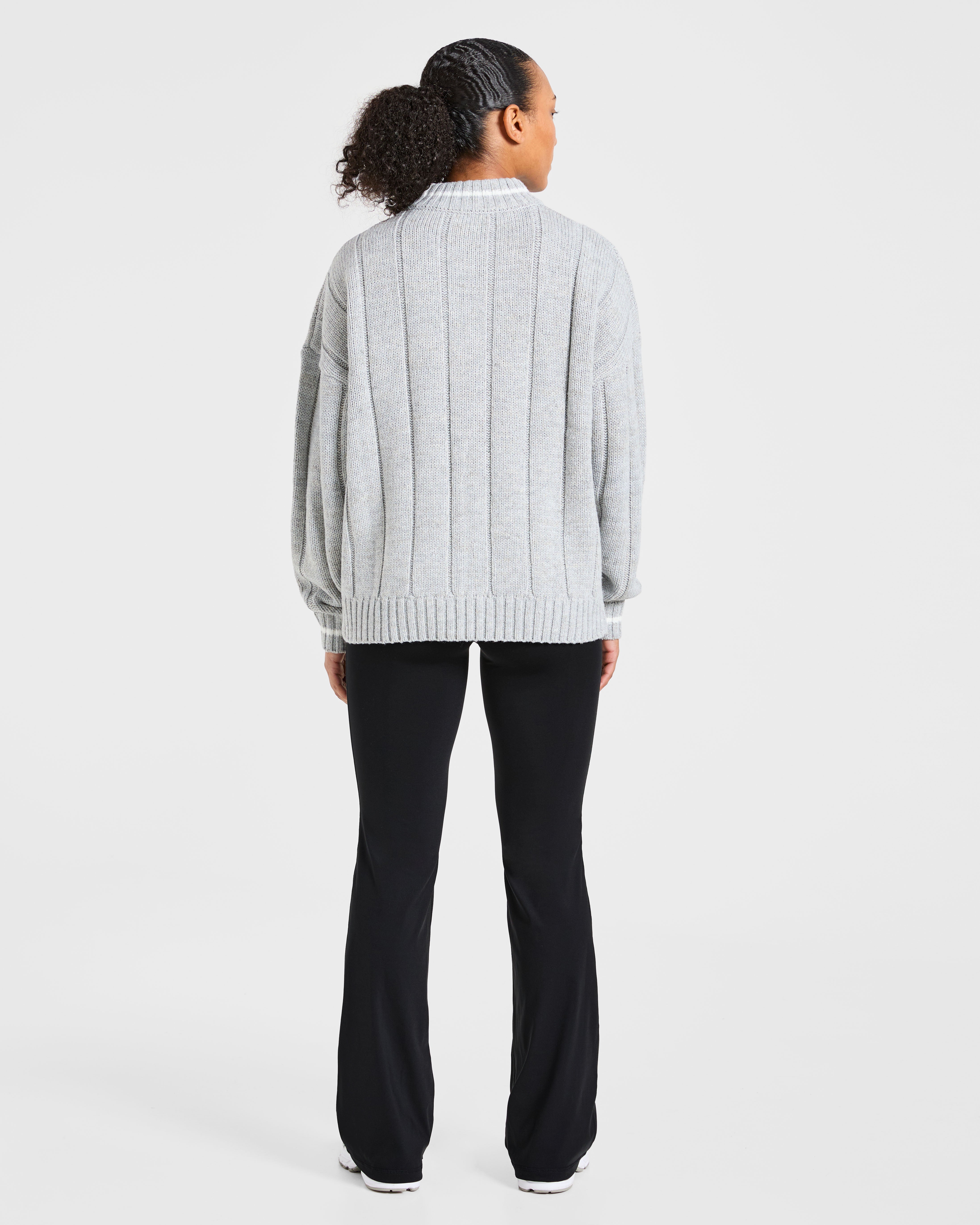 Athletics Oversized Knitted 1/4 Zip - Grijs Marl