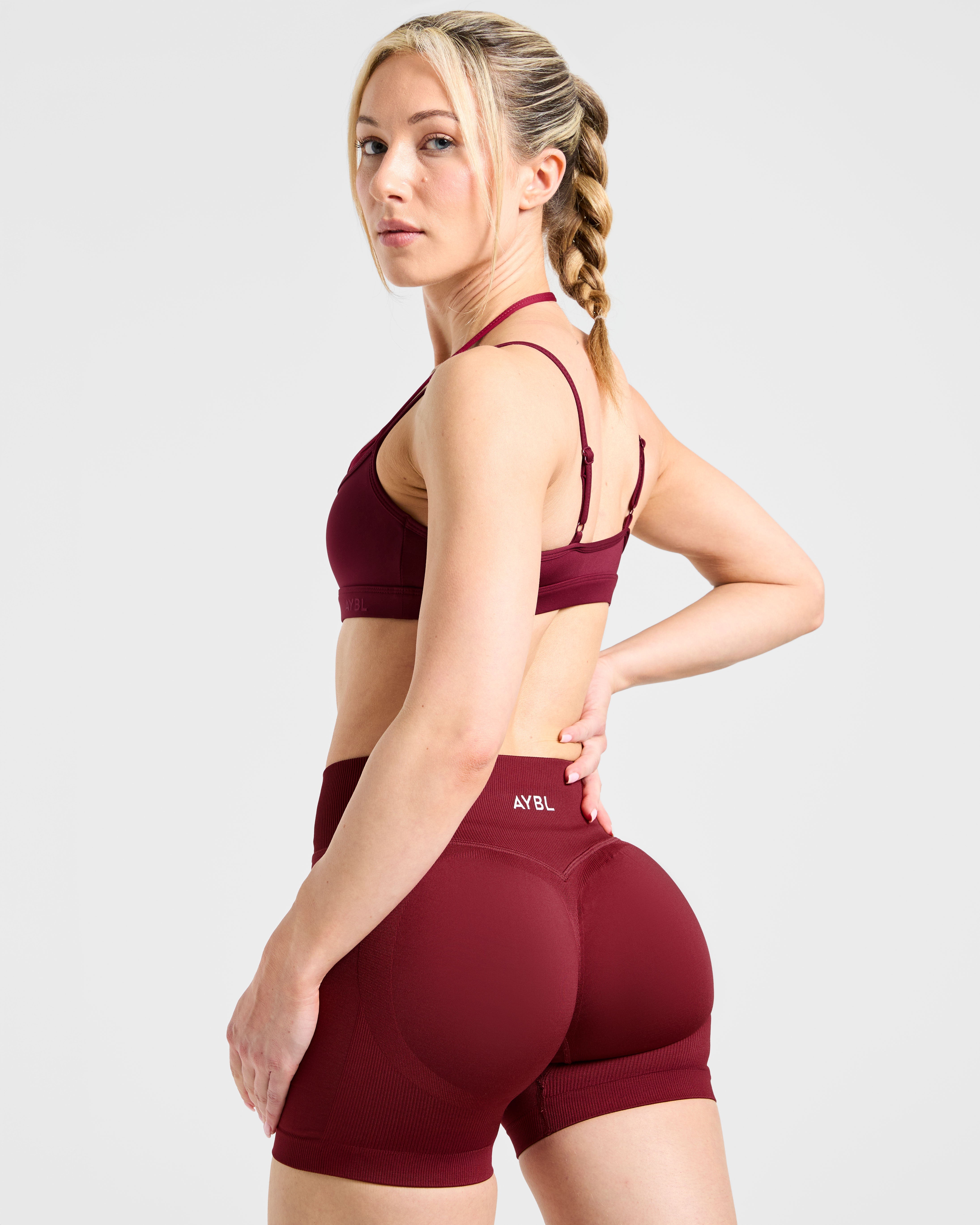 Essential Double Layer Sports Bra - Burgundy