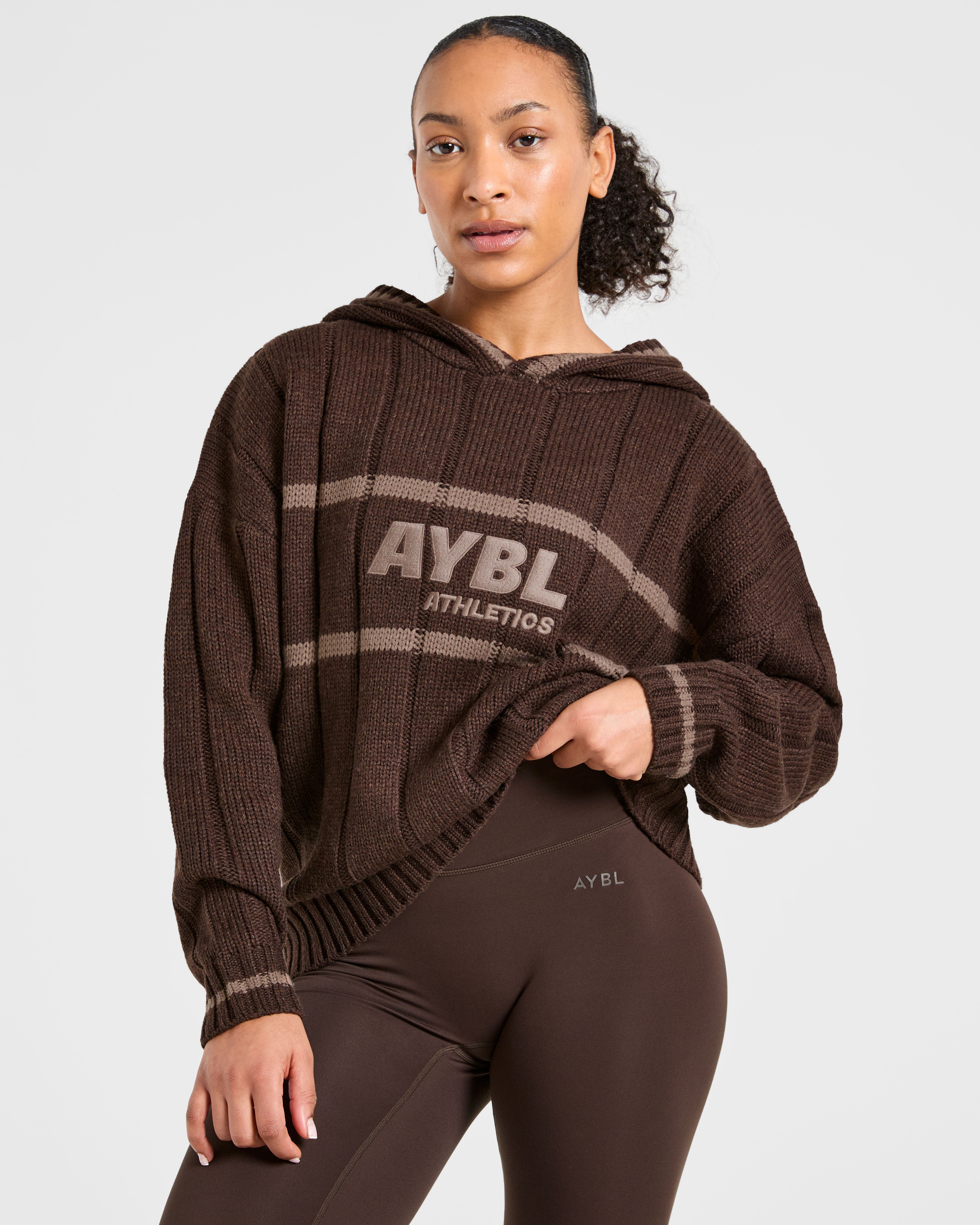 Athletics Oversized Knitted Hoodie - Bruin