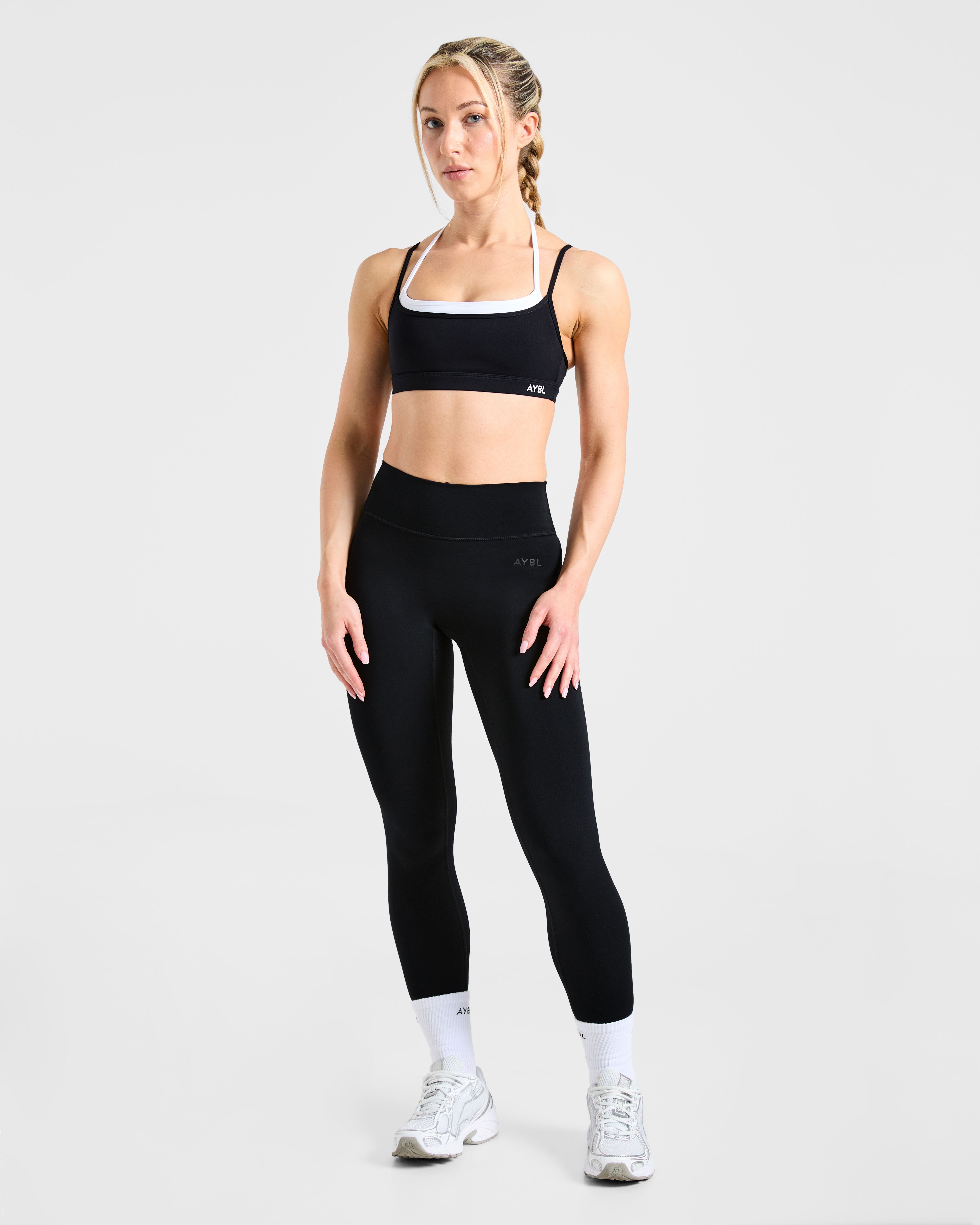 Essential Double Layer Sports Bra - Black/Wit