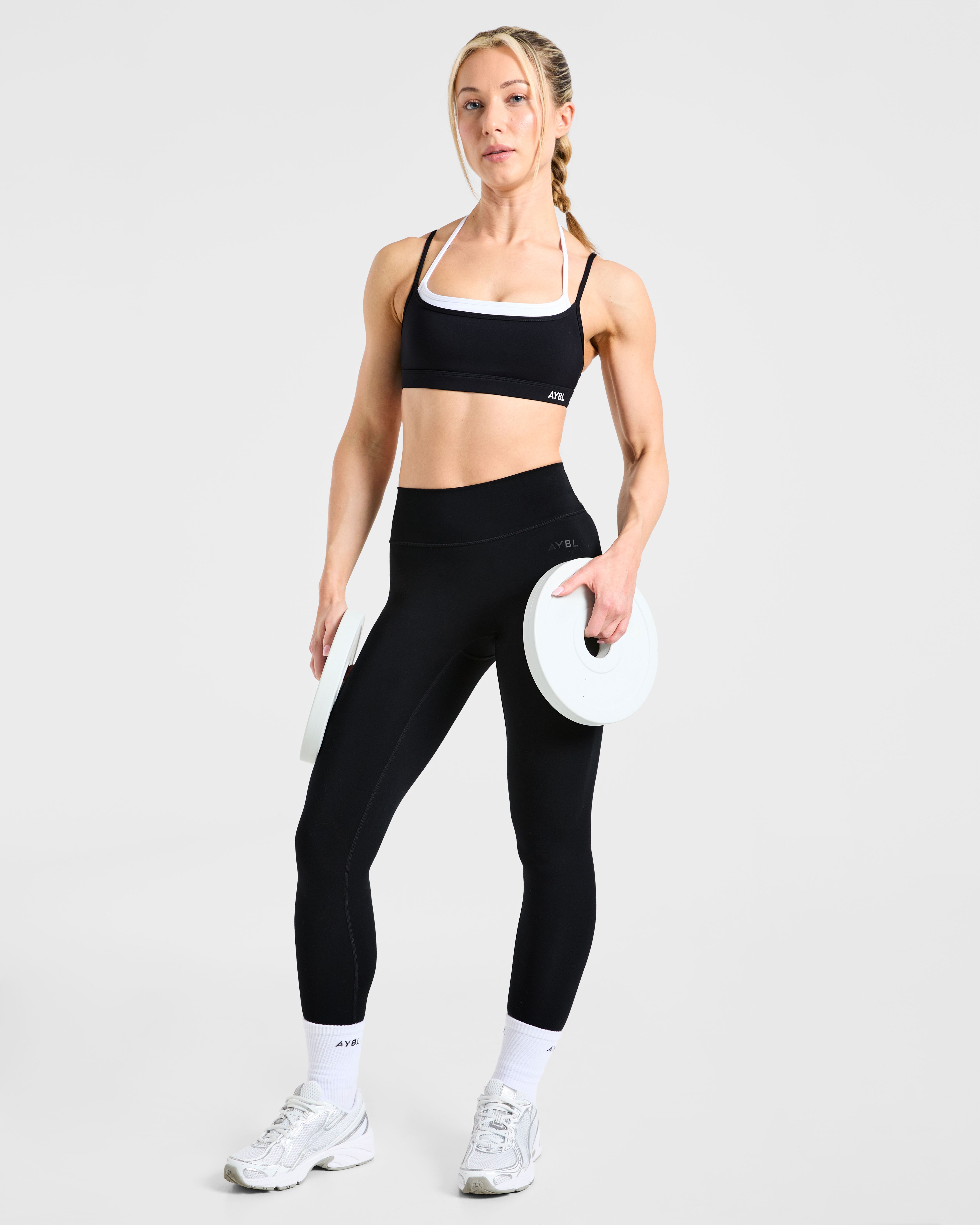 Essential Double Layer Sports Bra - Black/Wit