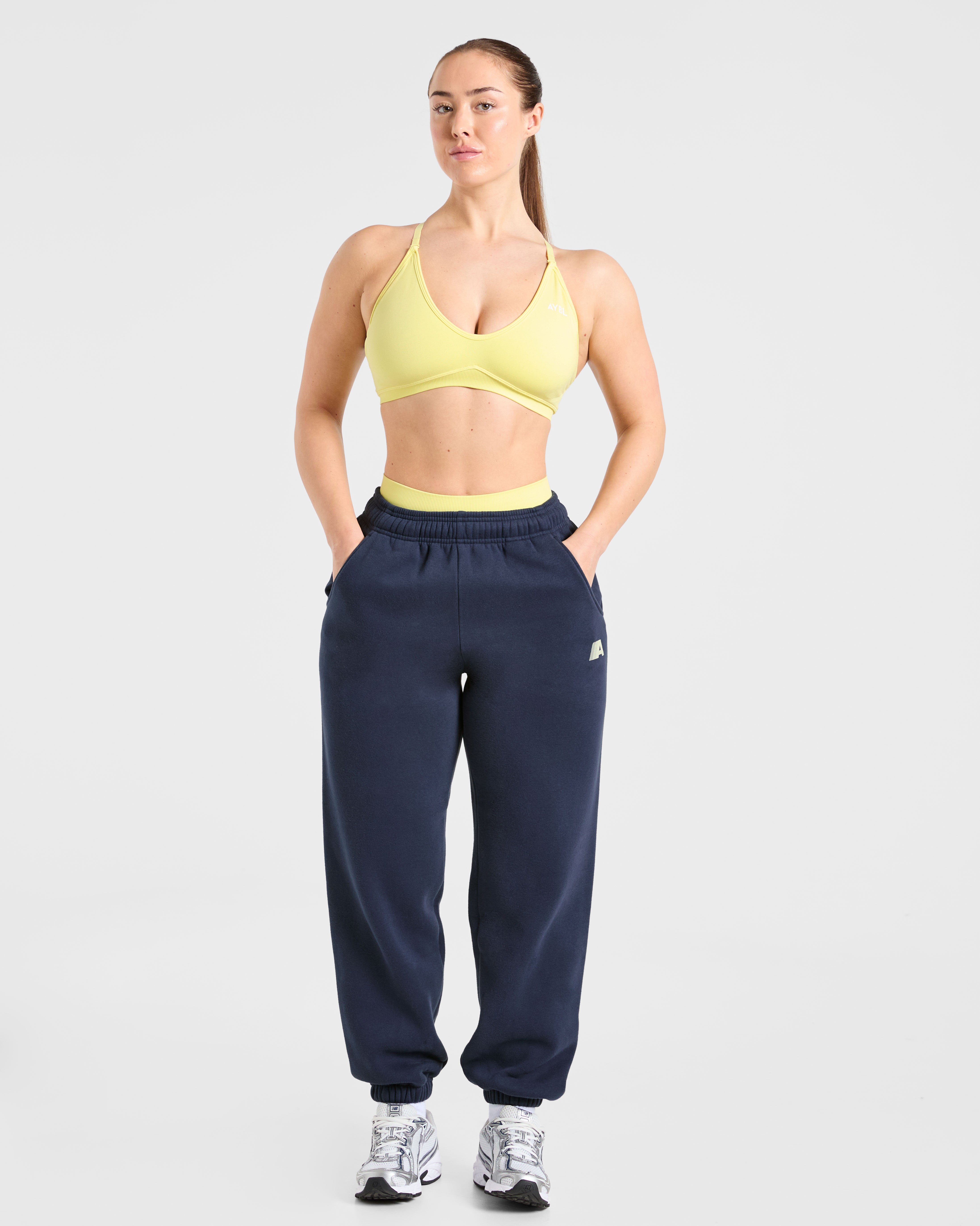 Retro Athletics Oversized Joggers - Navy/Geel