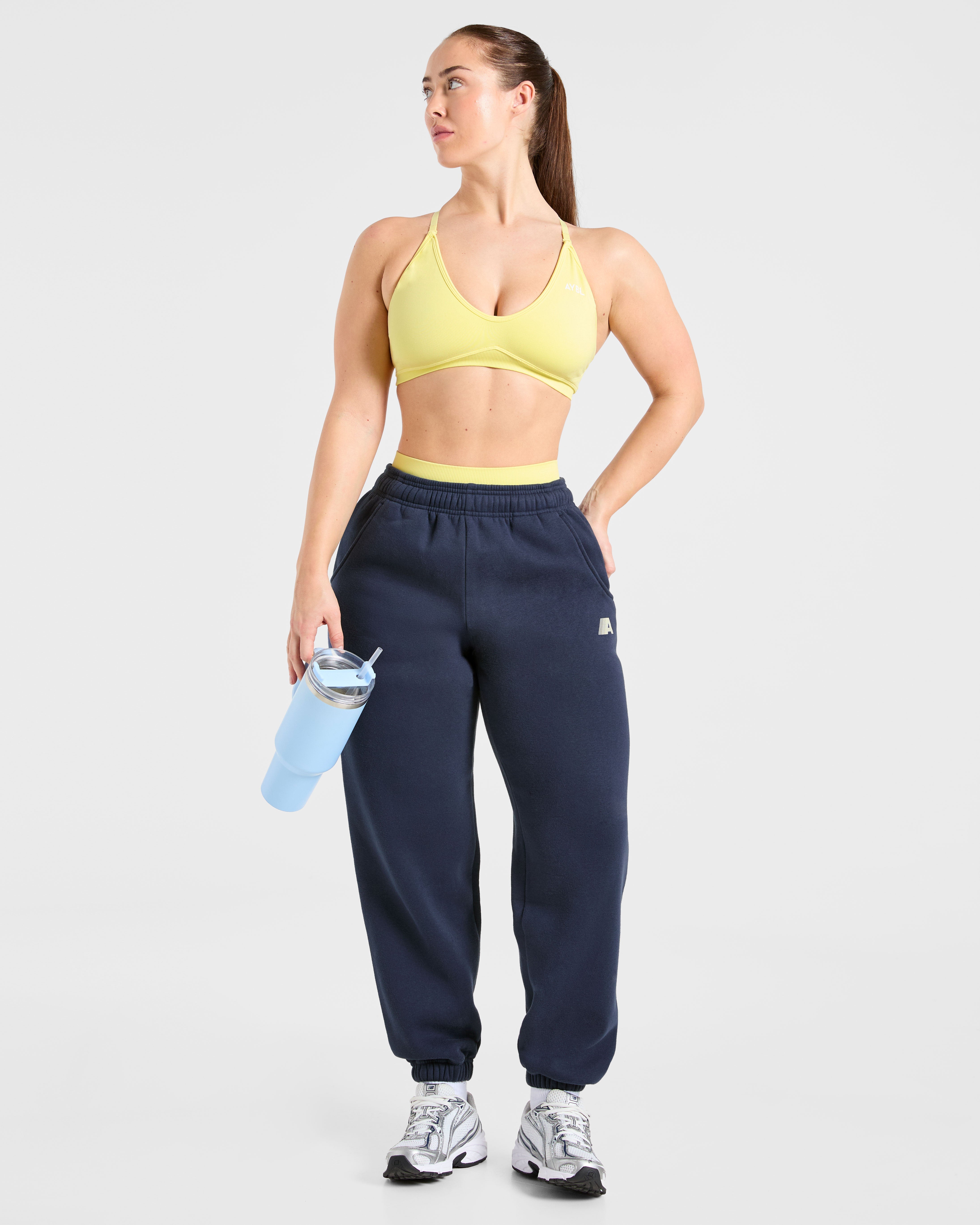 Retro Athletics Oversized Joggers - Navy/Geel