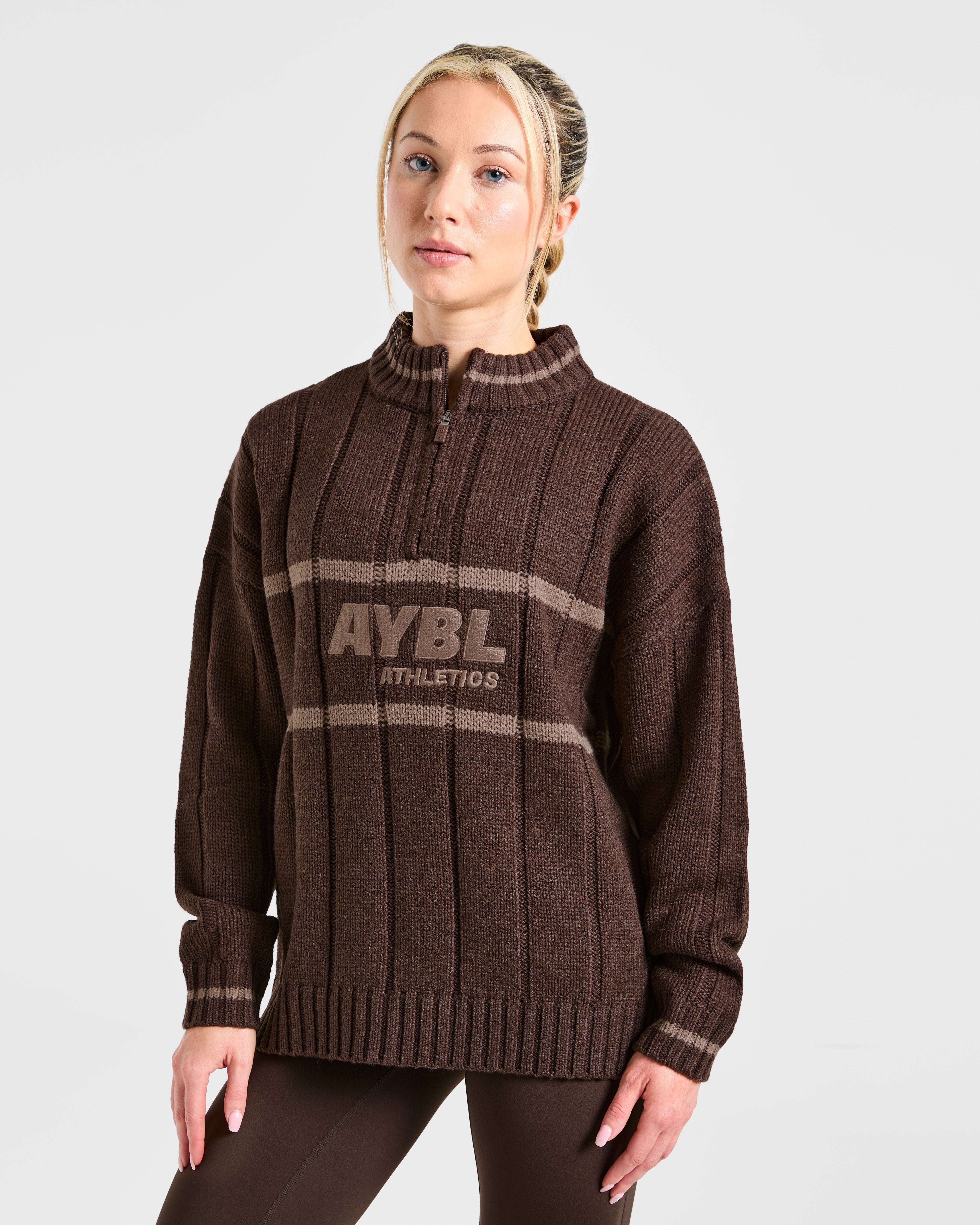 Athletics Oversized Knitted 1/4 Zip - Bruin