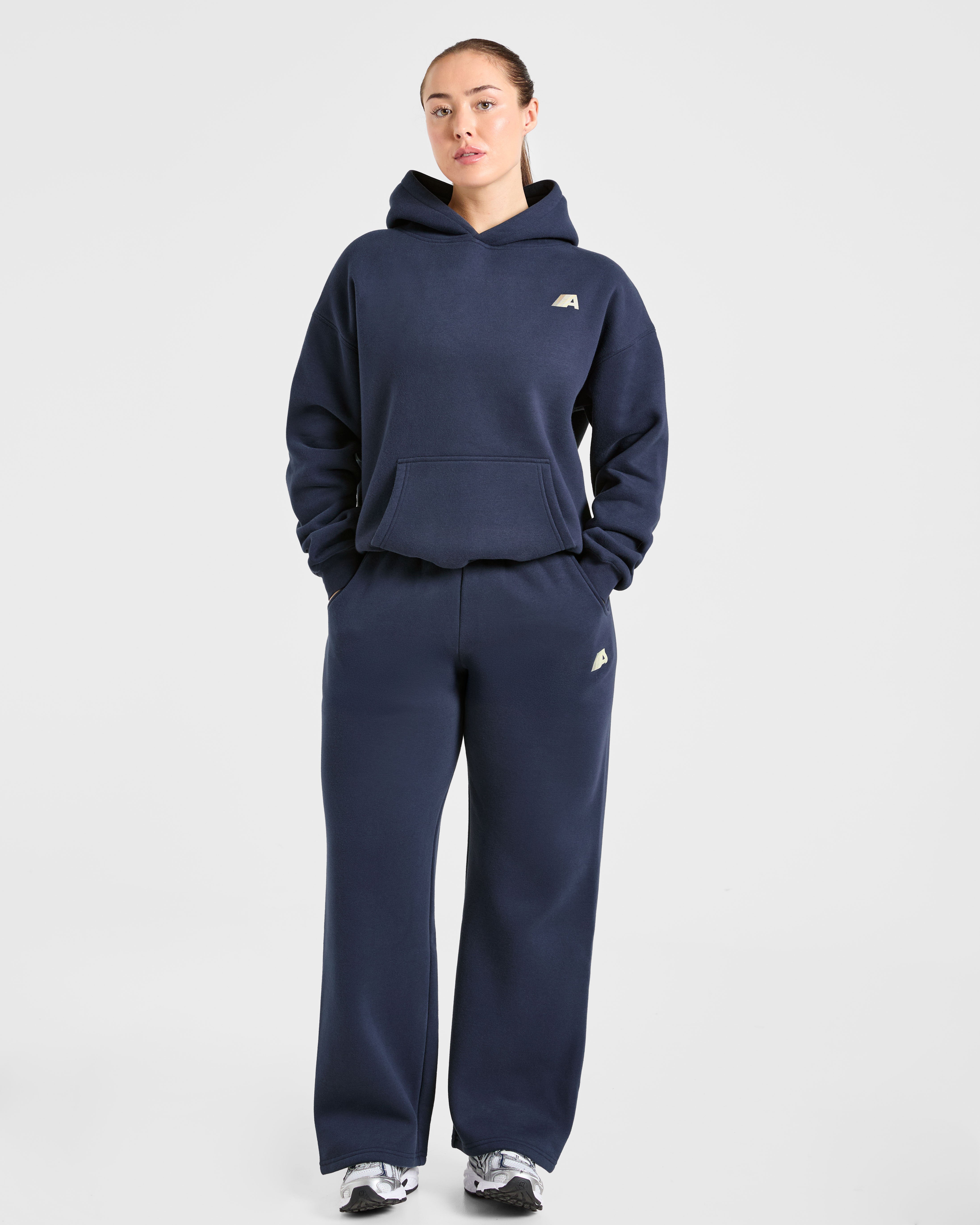 Retro Athletics Oversized Hoodie - Navy/Geel