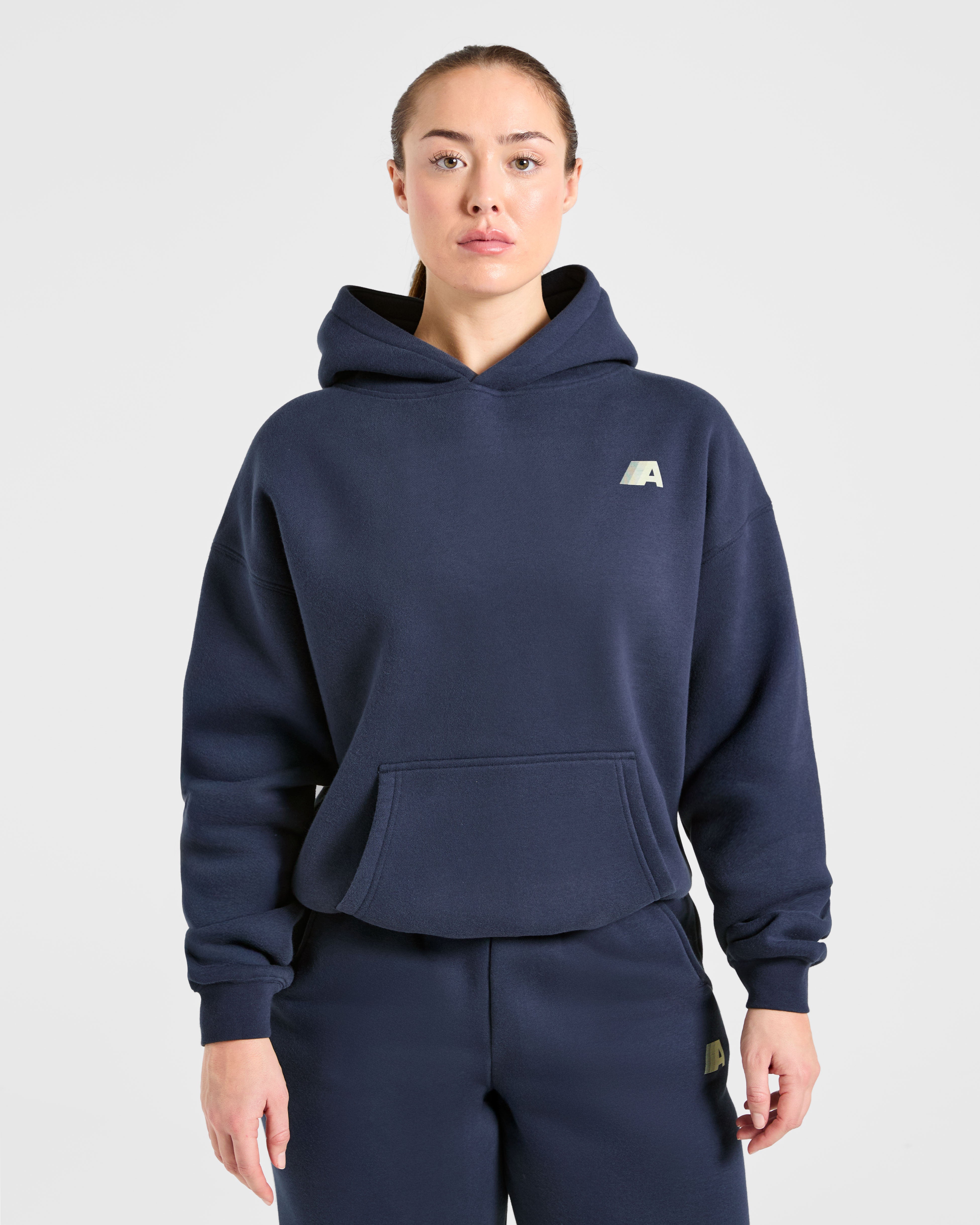 Retro Athletics Oversized Hoodie - Navy/Geel