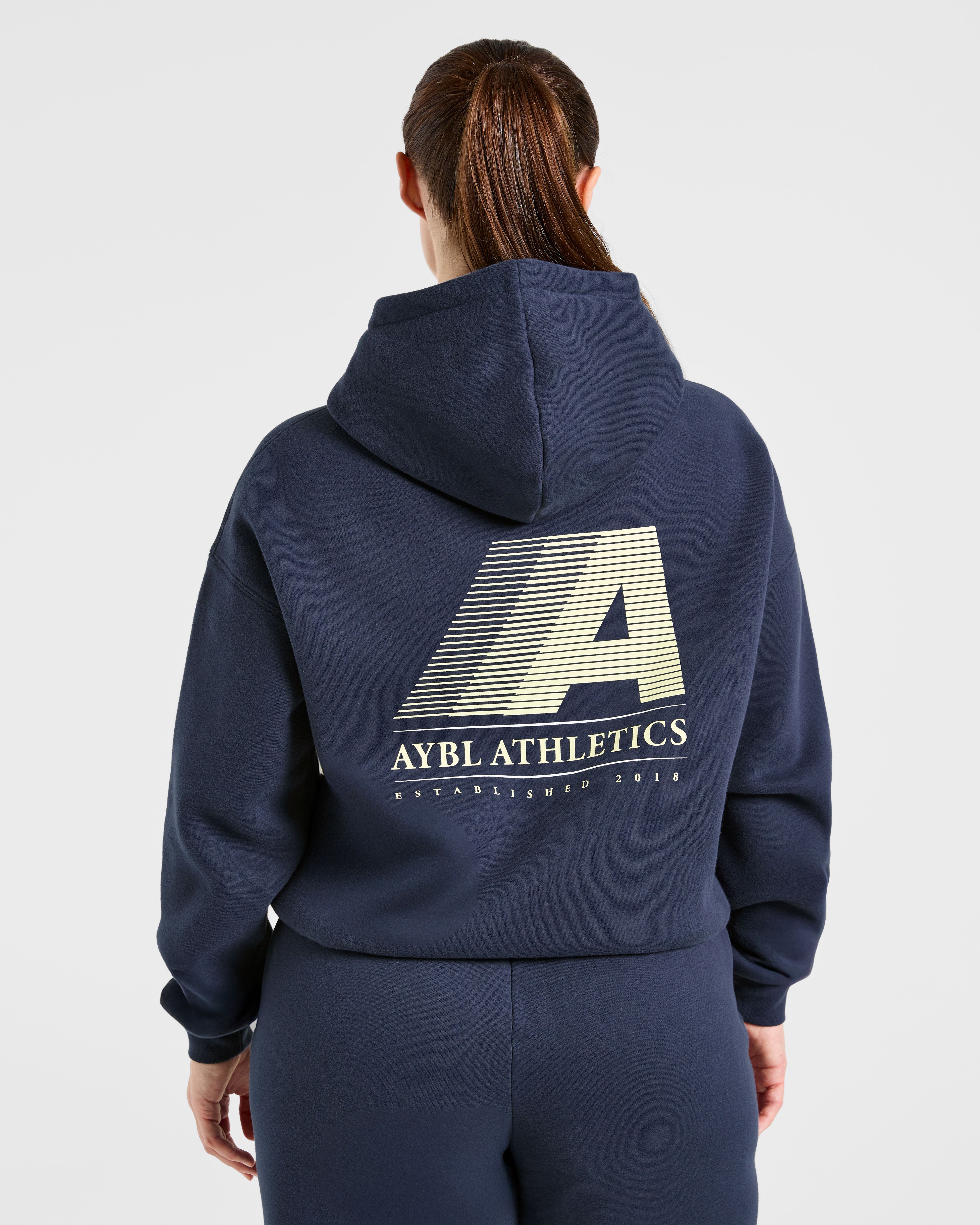 Retro Athletics Oversized Hoodie - Navy/Geel