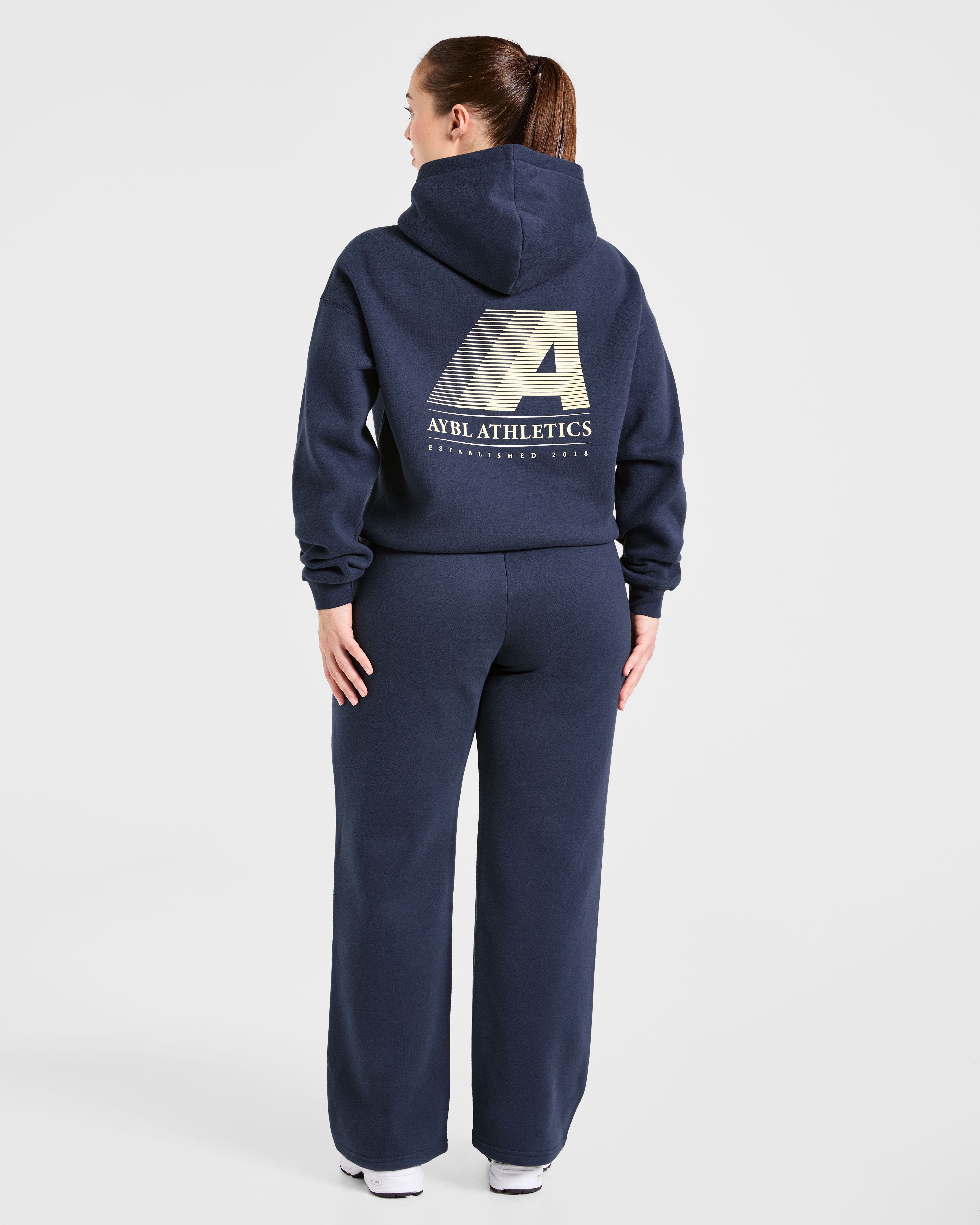 Retro Athletics Oversized Hoodie - Navy/Geel