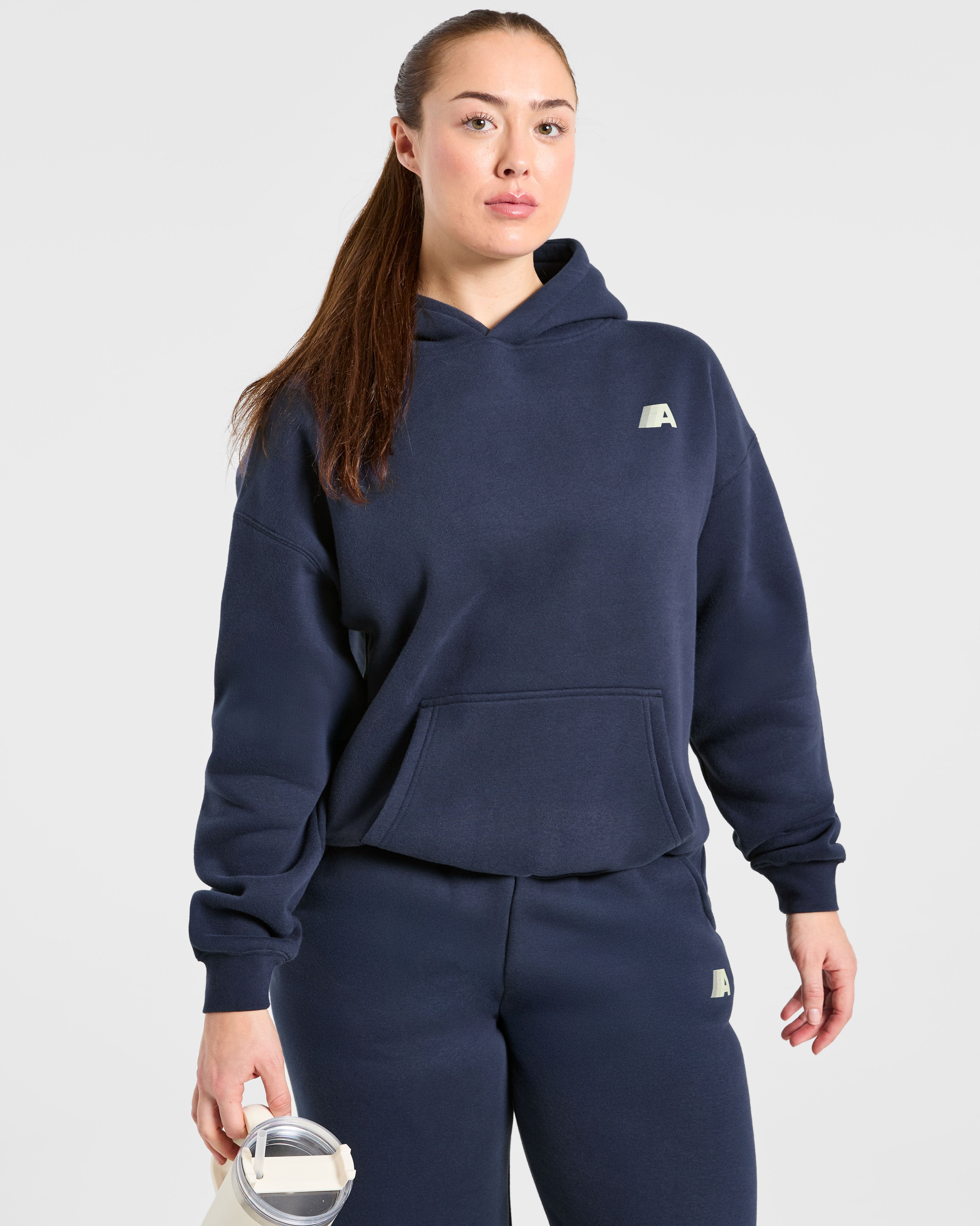 Retro Athletics Oversized Hoodie - Navy/Geel