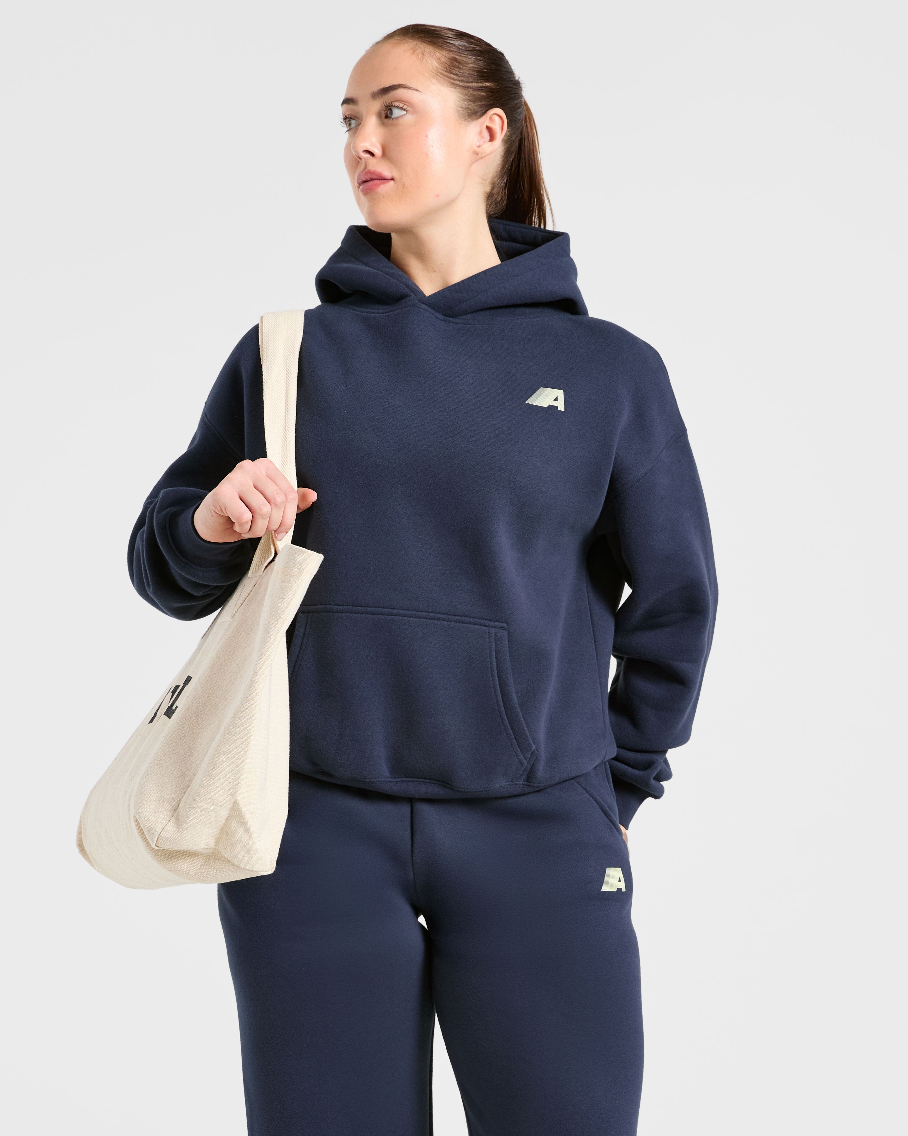 Retro Athletics Oversized Hoodie - Navy/Geel