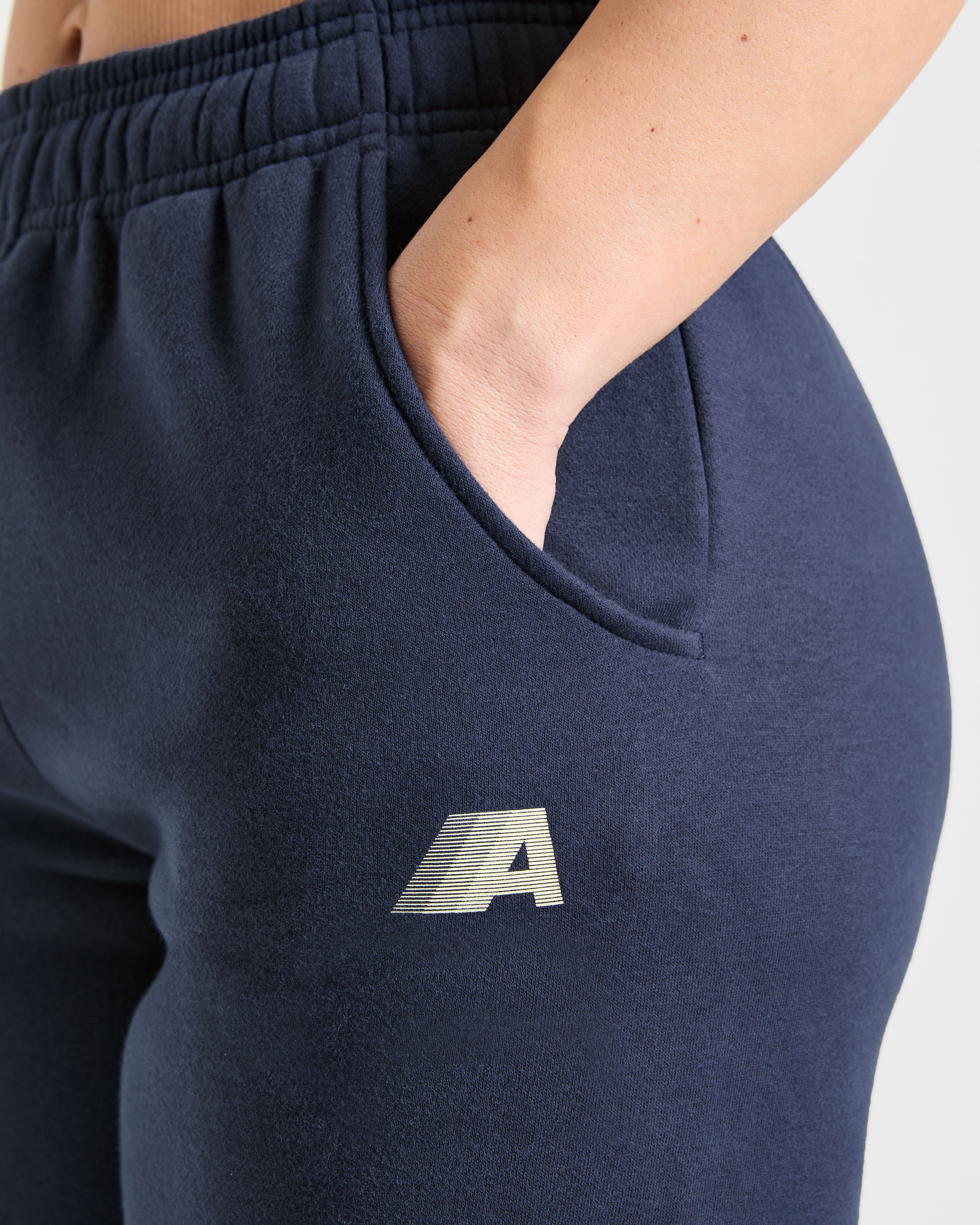 Retro Athletics Oversized Joggers - Navy/Geel
