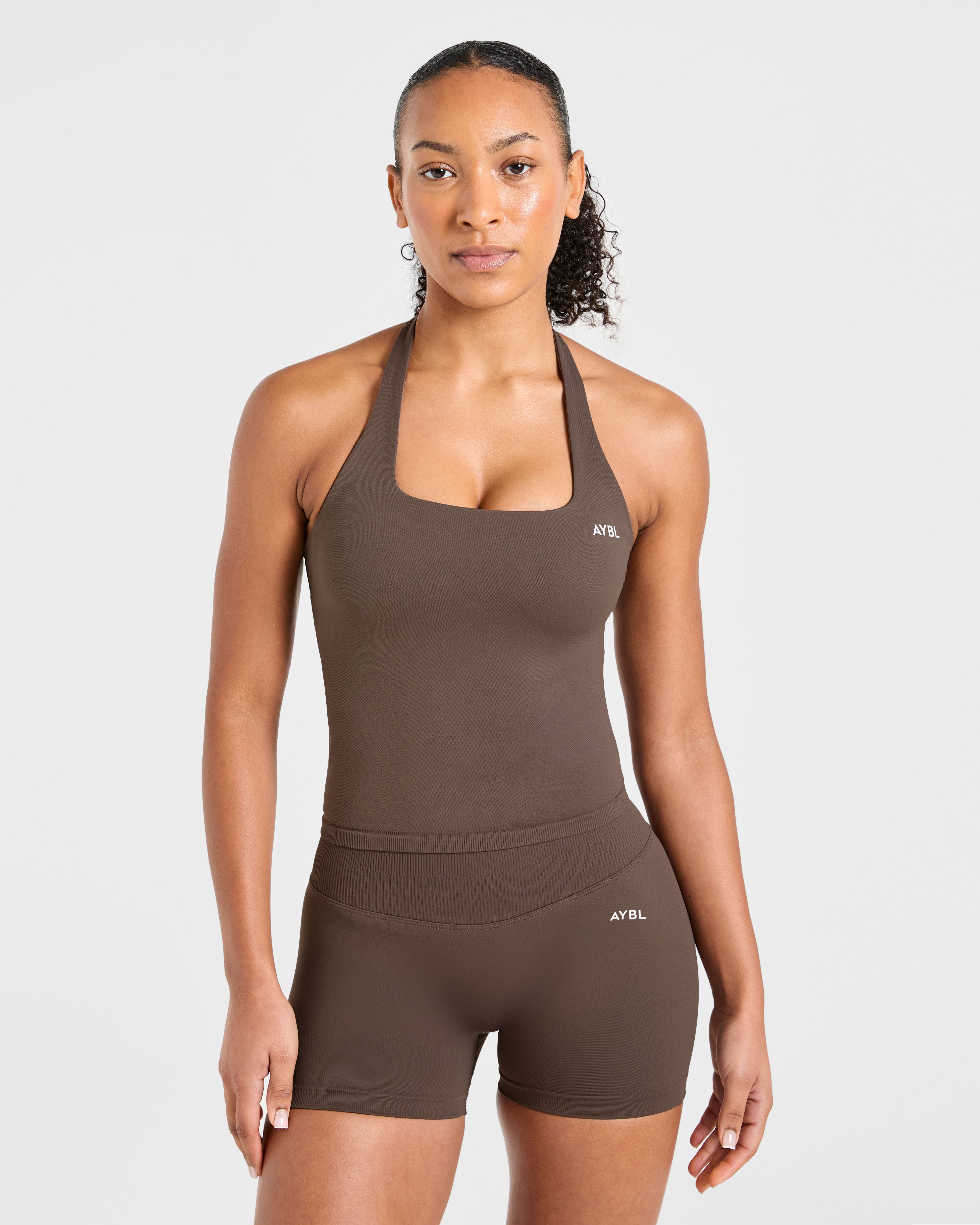 Enhance Seamless Halterneck Top - Bruin