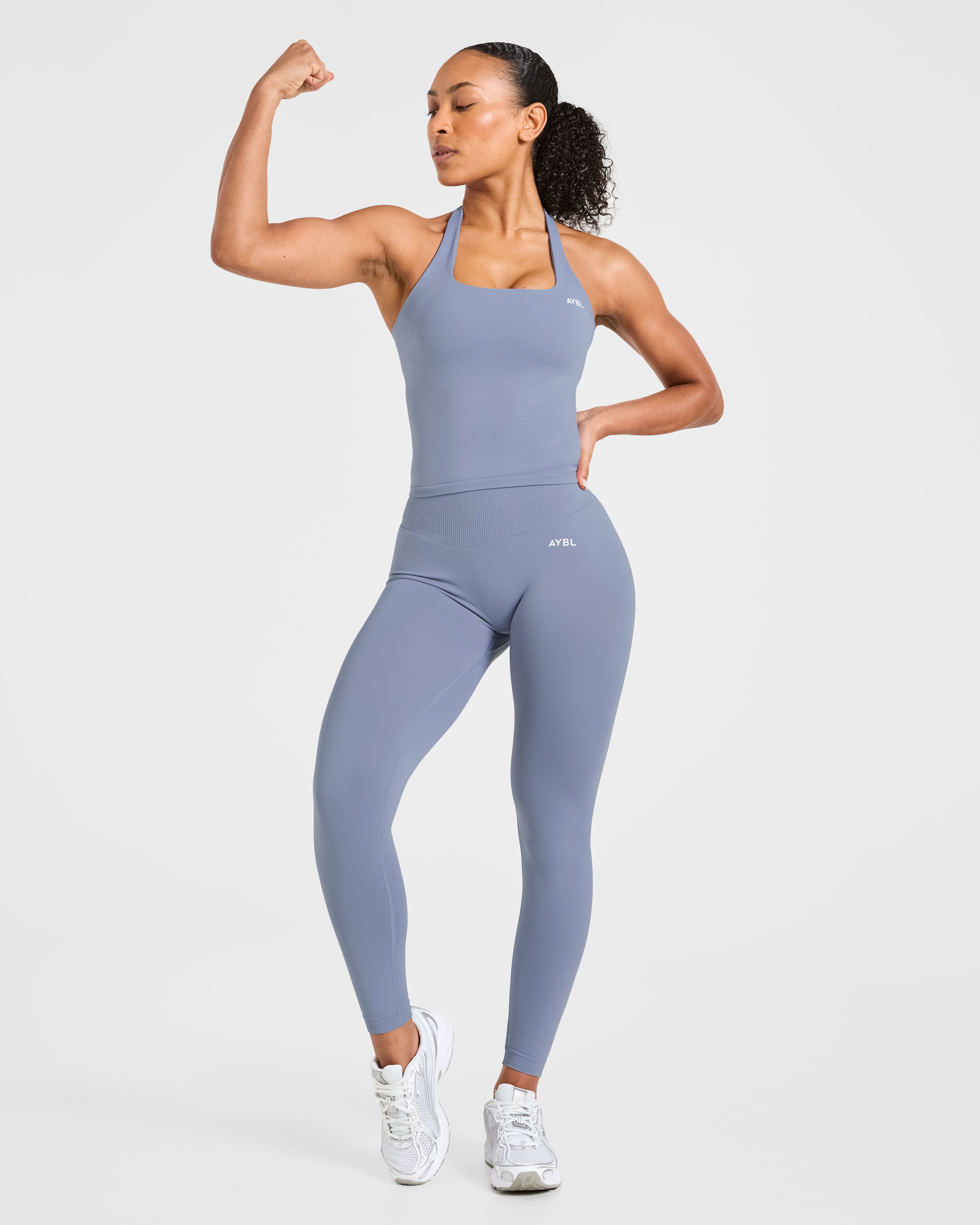 Enhance Seamless Halterneck Top - Slate Blauw