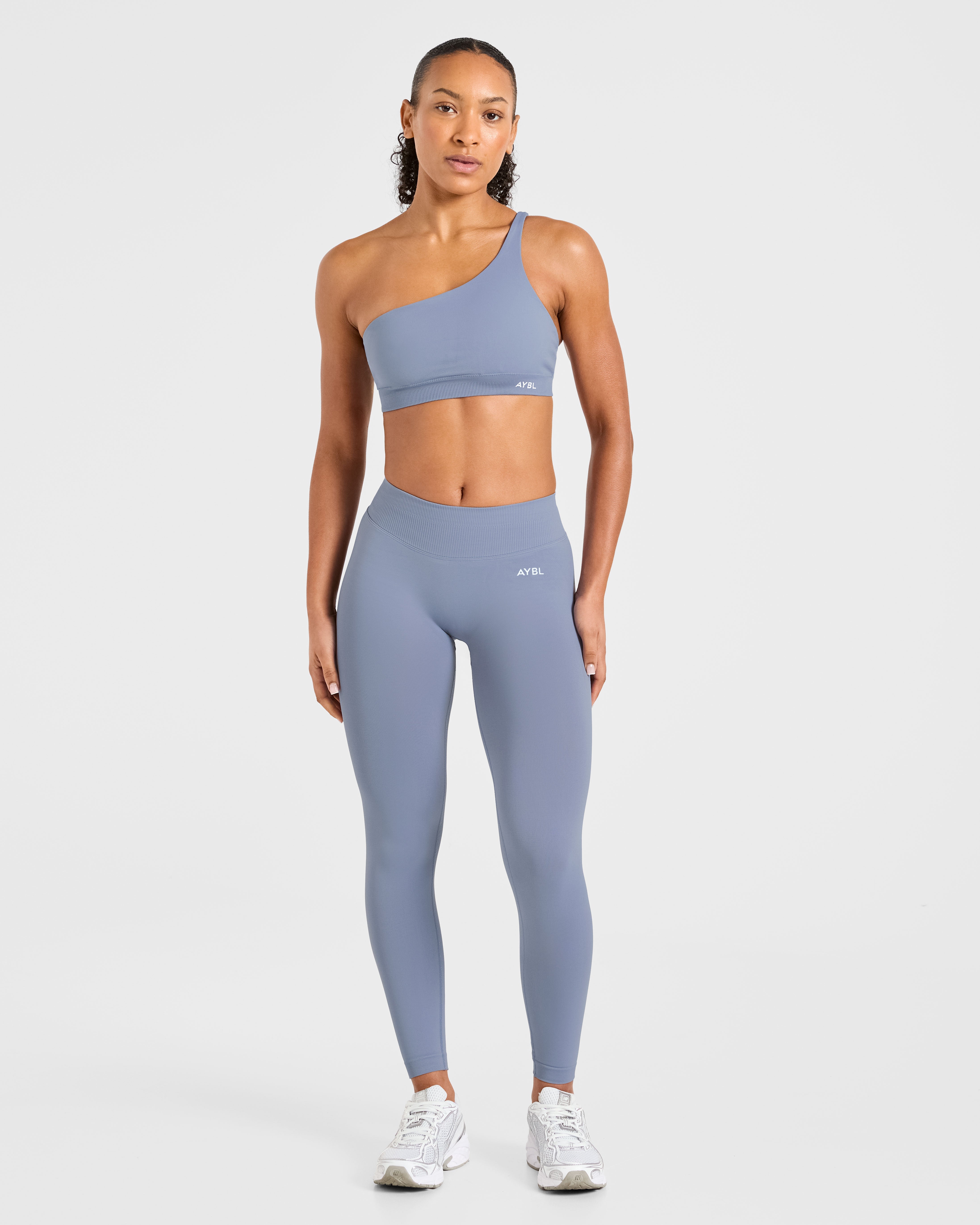 Enhance Seamless One Shoulder Sports Bra - Slate Blauw