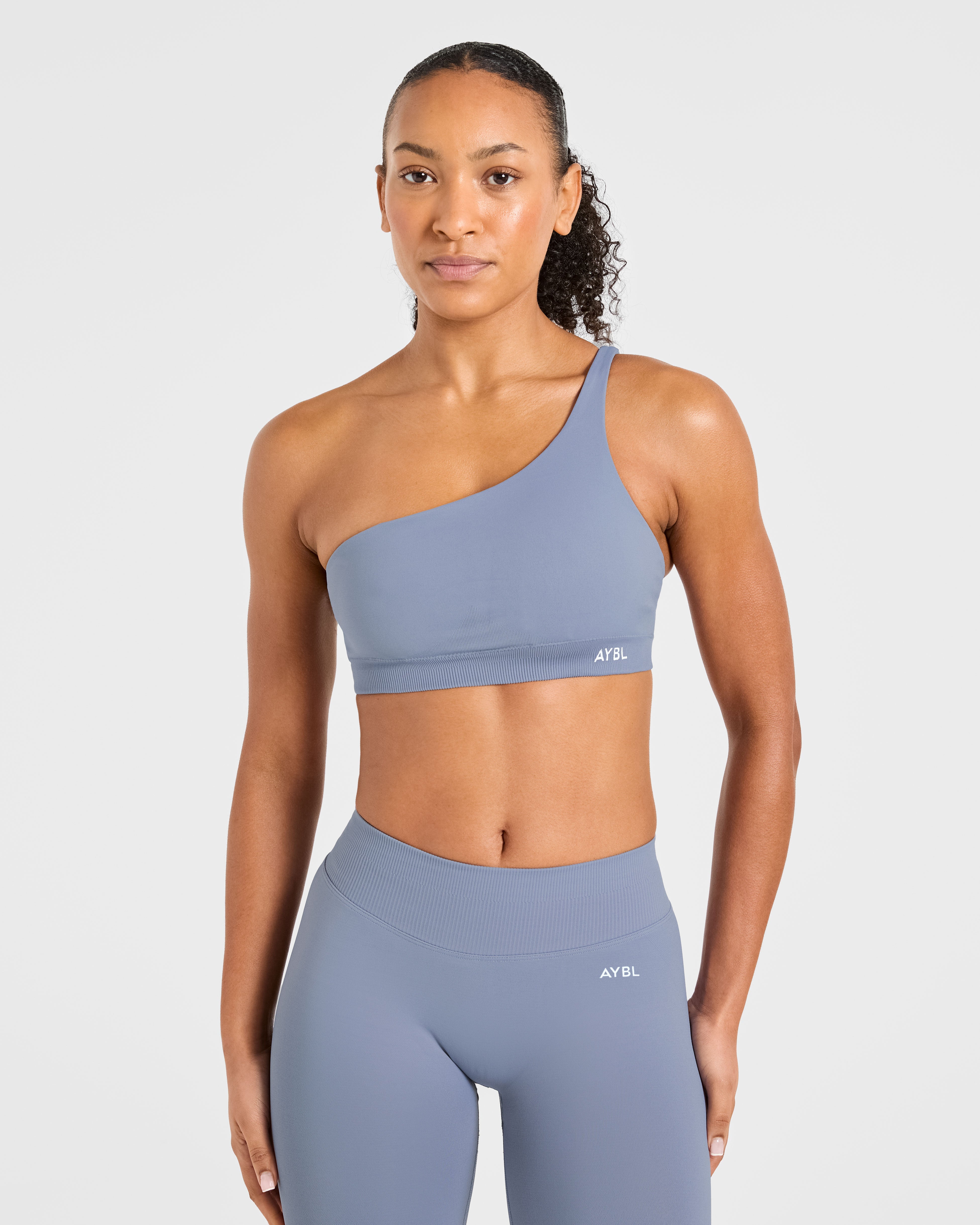 Enhance Seamless One Shoulder Sports Bra - Slate Blauw