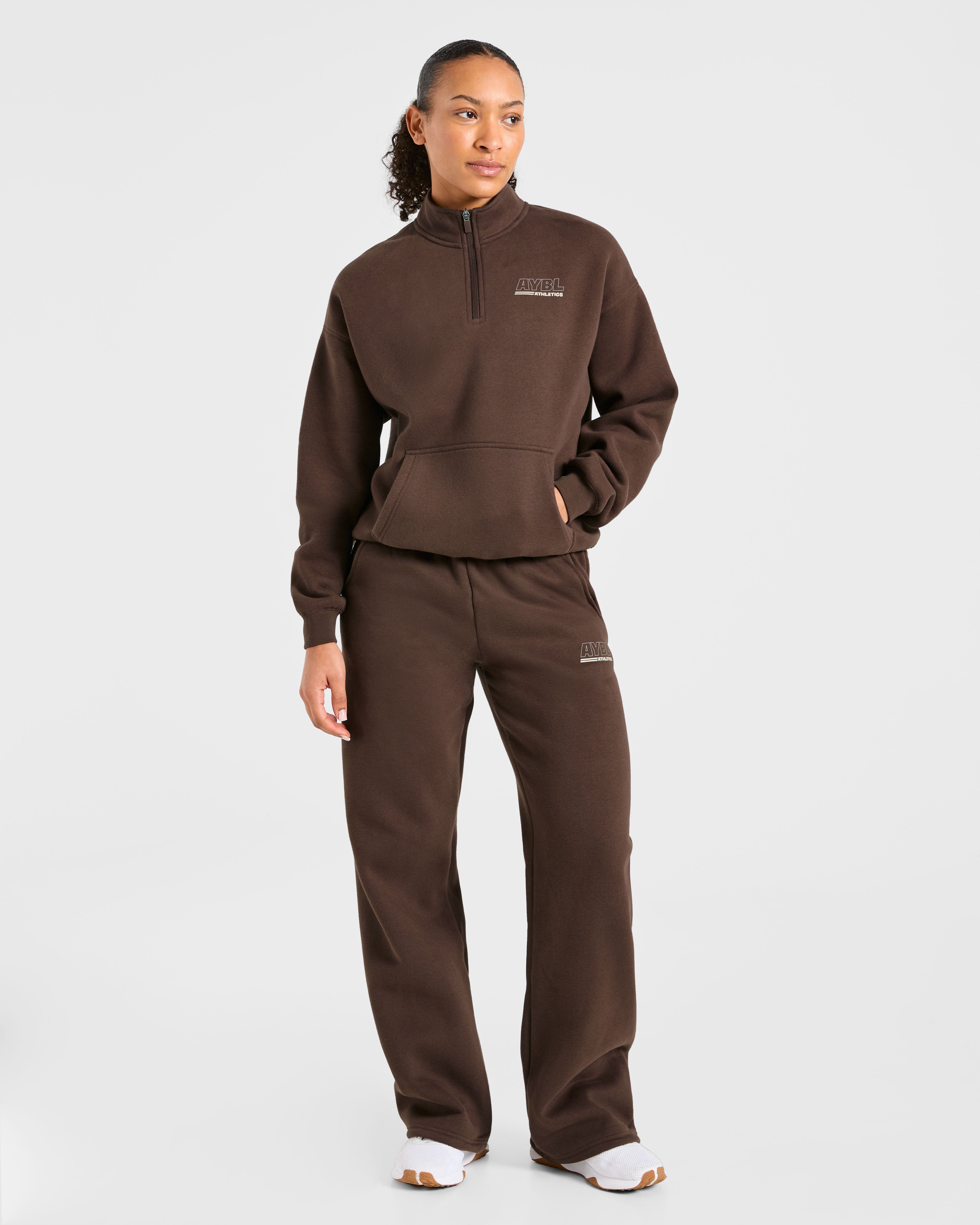 Athletics Track Oversized 1/4 Zip Pullover - Bruin/Sand