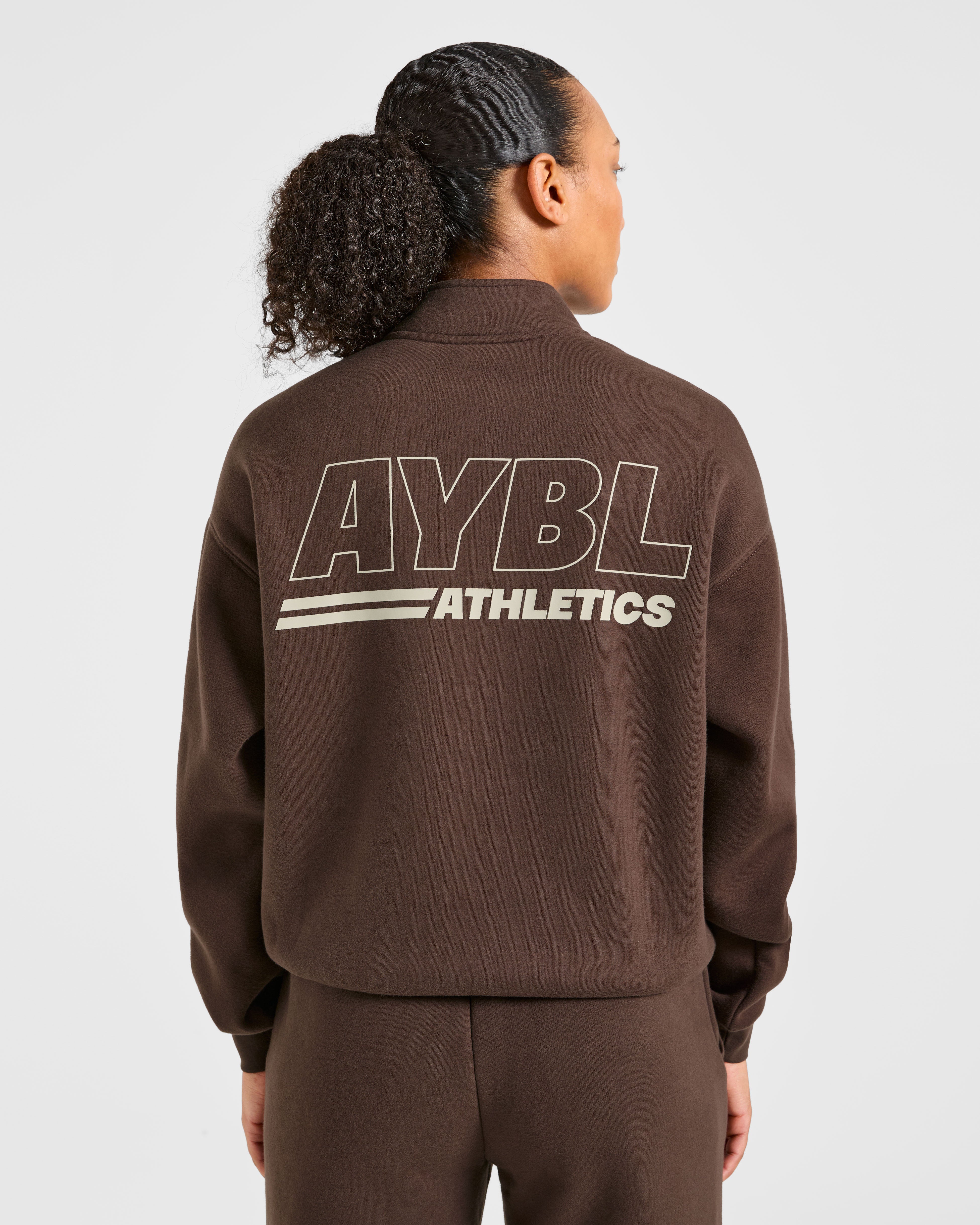 Athletics Track Oversized 1/4 Zip Pullover - Bruin/Sand