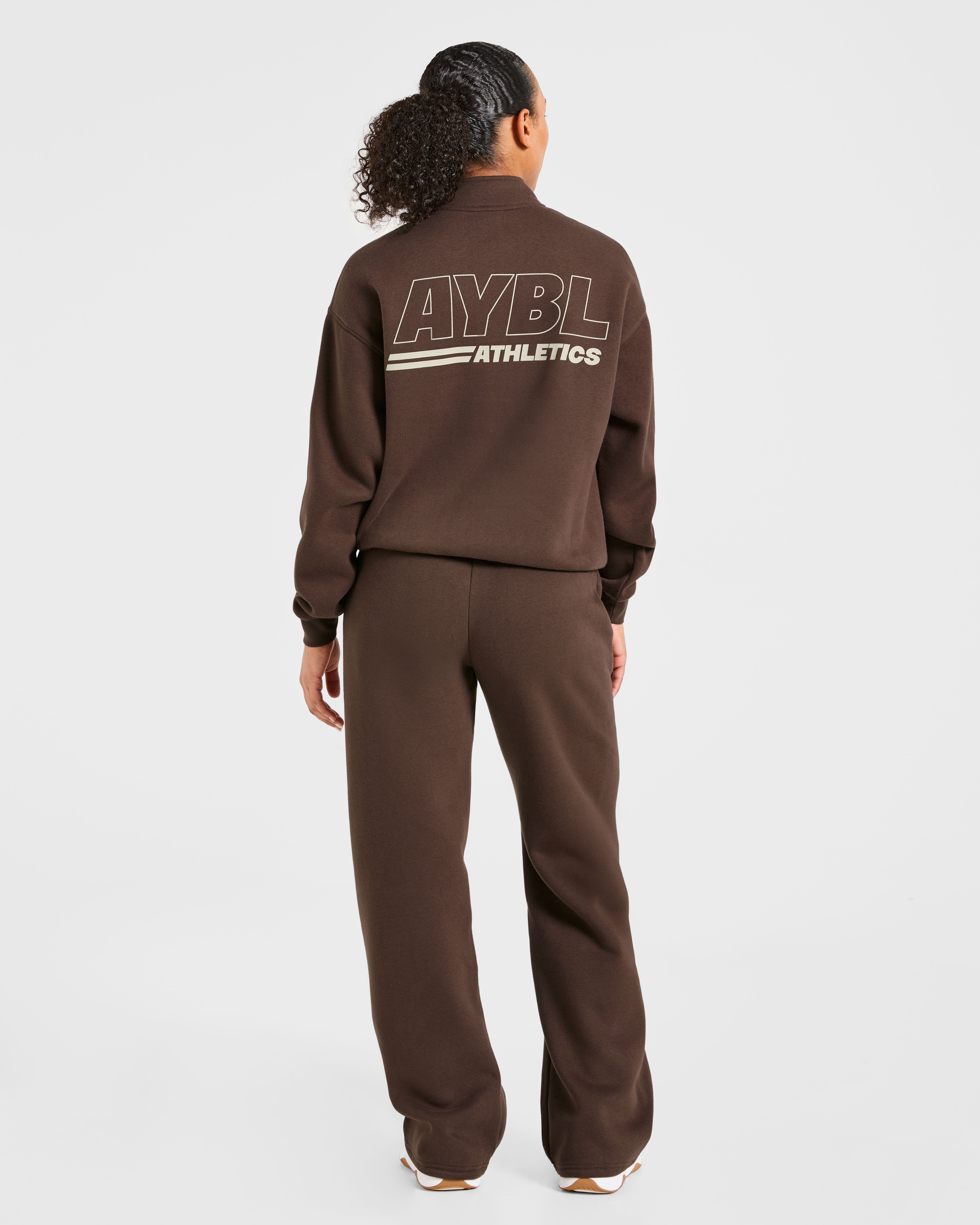 Athletics Track Oversized 1/4 Zip Pullover - Bruin/Sand