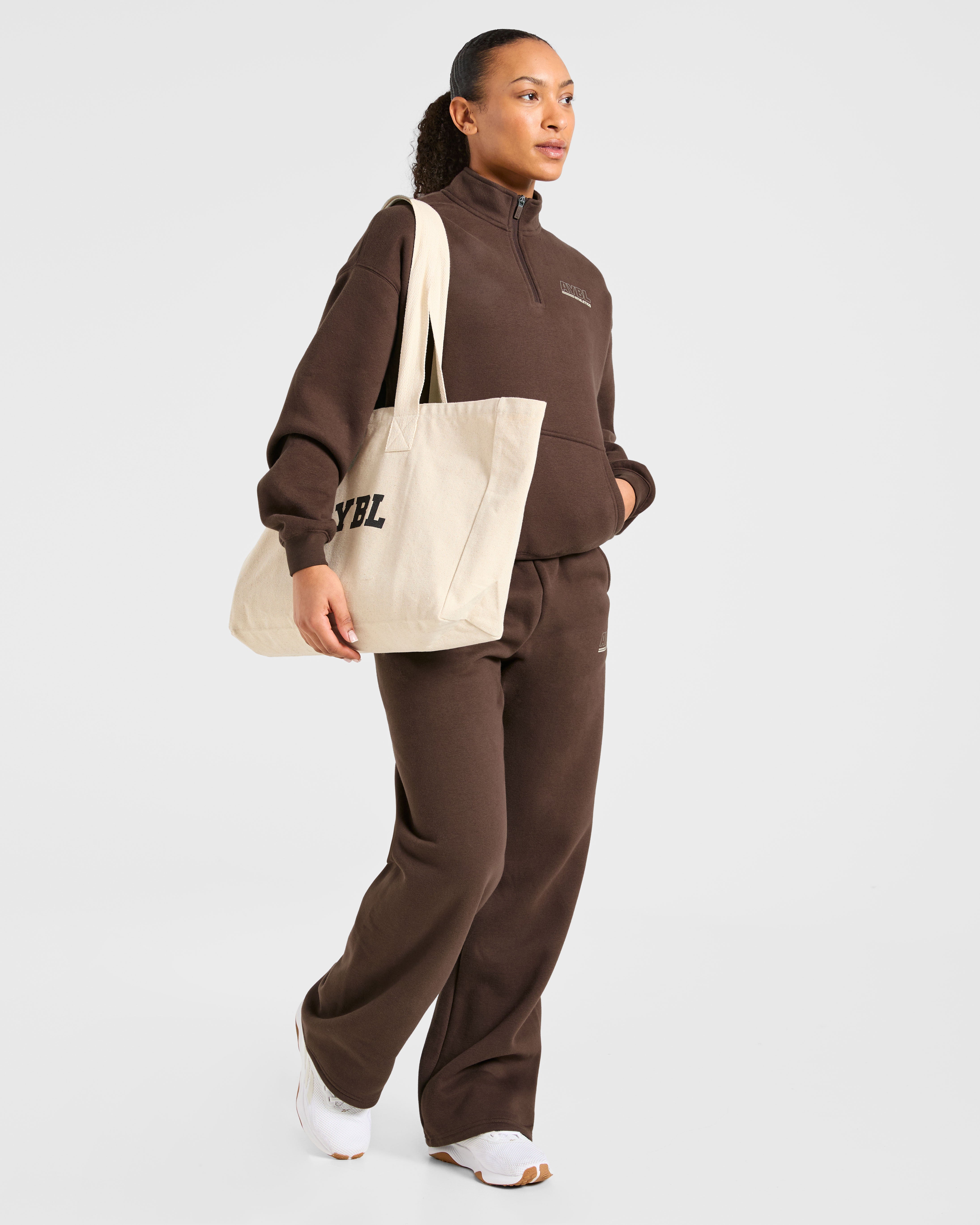 Athletics Track Oversized 1/4 Zip Pullover - Bruin/Sand