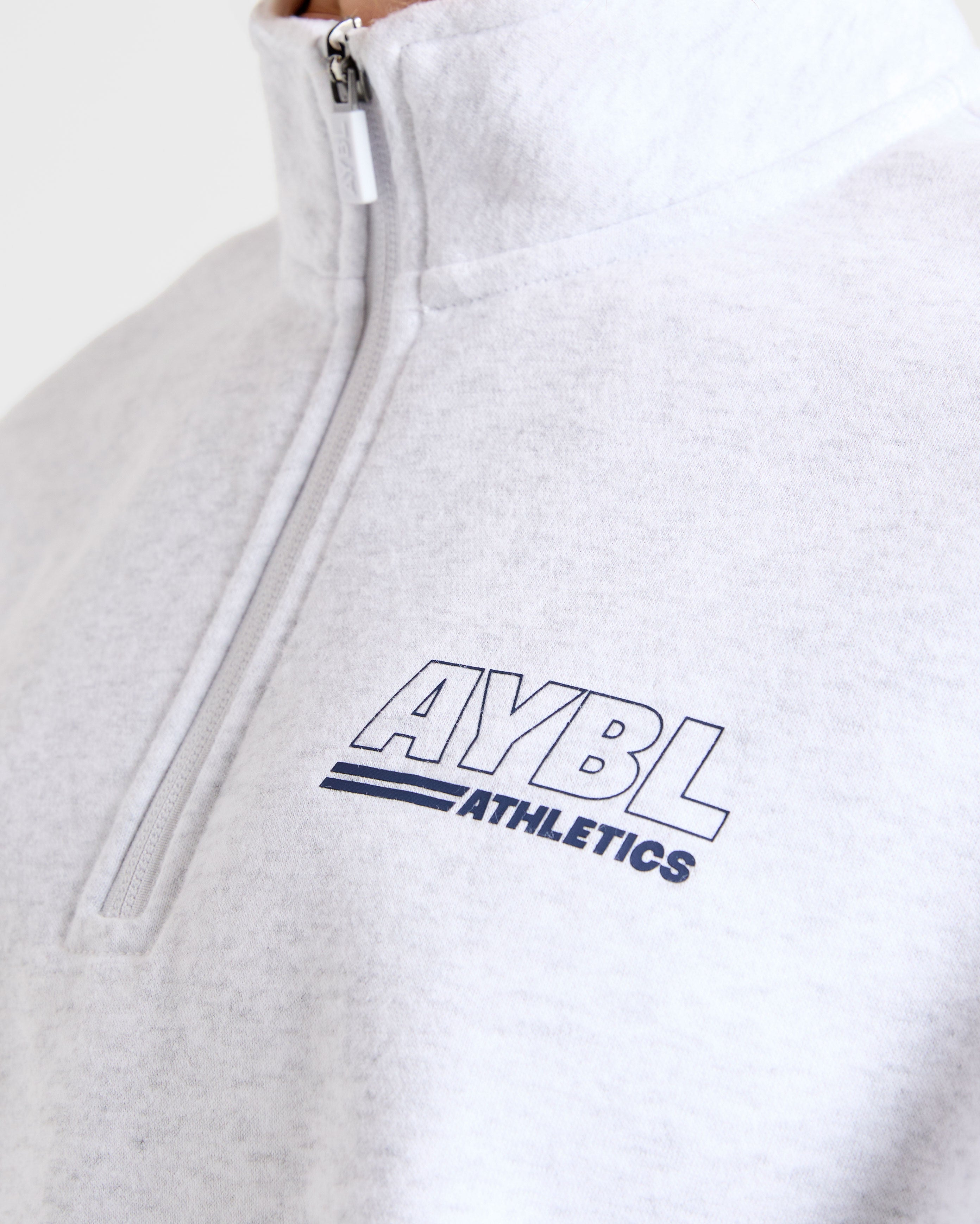 Athletics Track Oversized 1/4 Zip Pullover - Heather Grijs/Navy