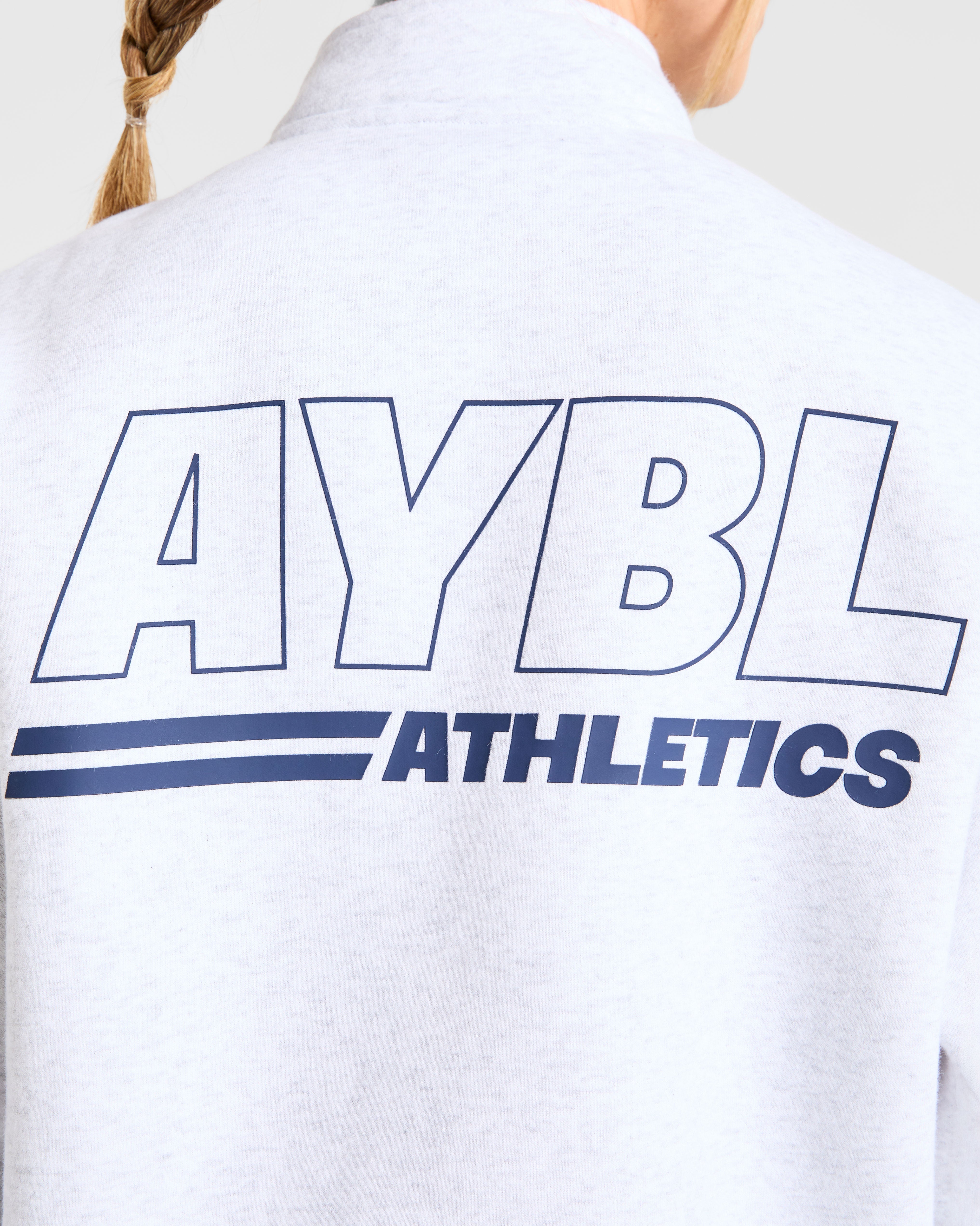 Athletics Track Oversized 1/4 Zip Pullover - Heather Grijs/Navy