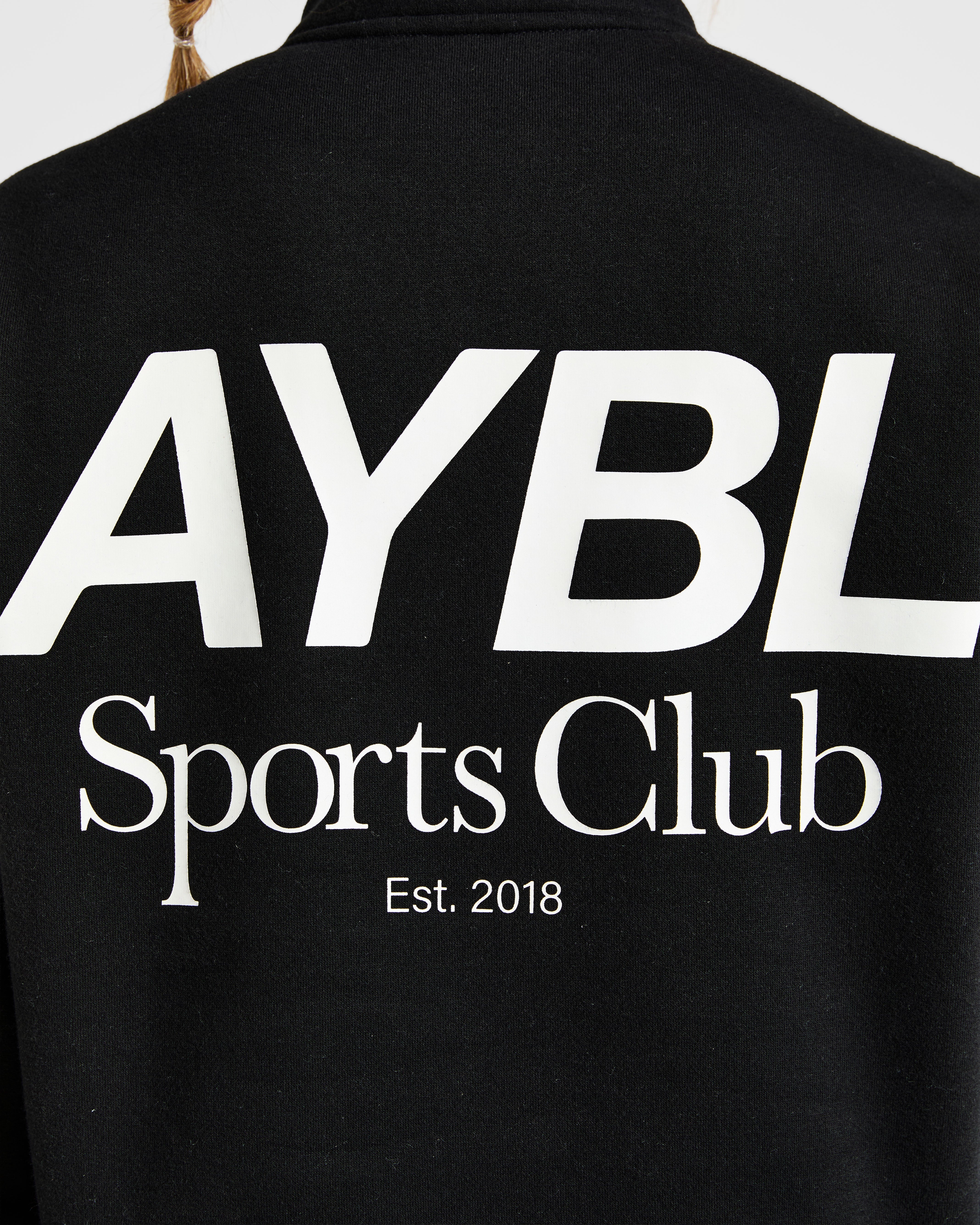 Sports Club Oversized 1/4 Zip Pullover - Zwart/Wit