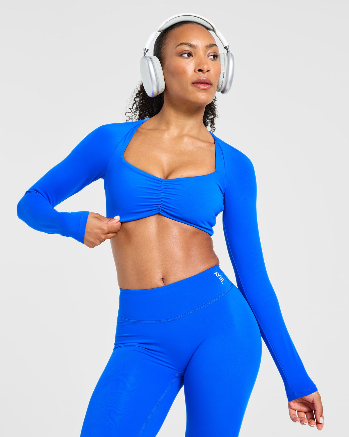 Physique Long Sleeve Crop Top - Winter Cobalt