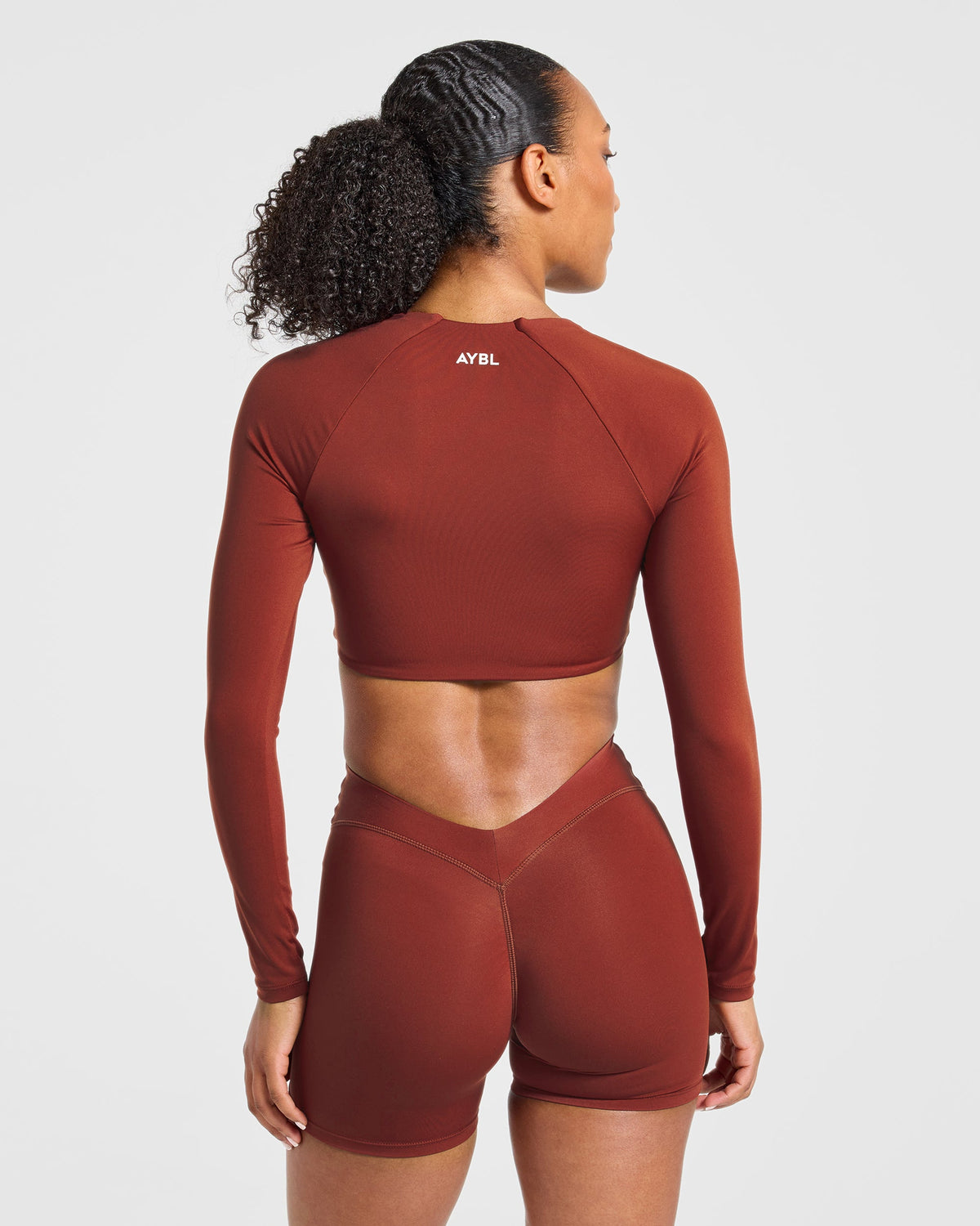Physique Long Sleeve Crop Top - Deep Auburn