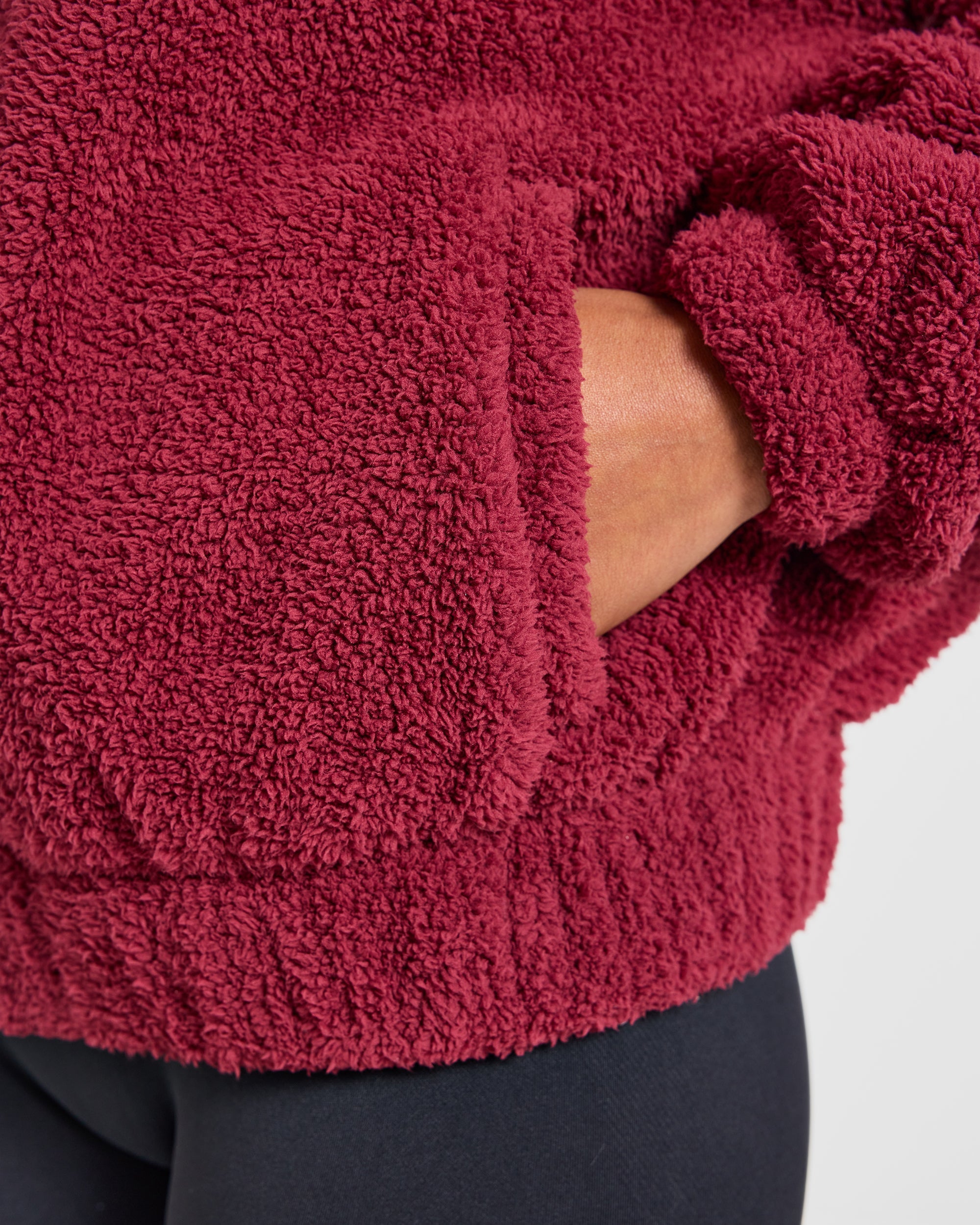 Varsity Oversized Fleece Zip Up Jacket - Mahogany Rood