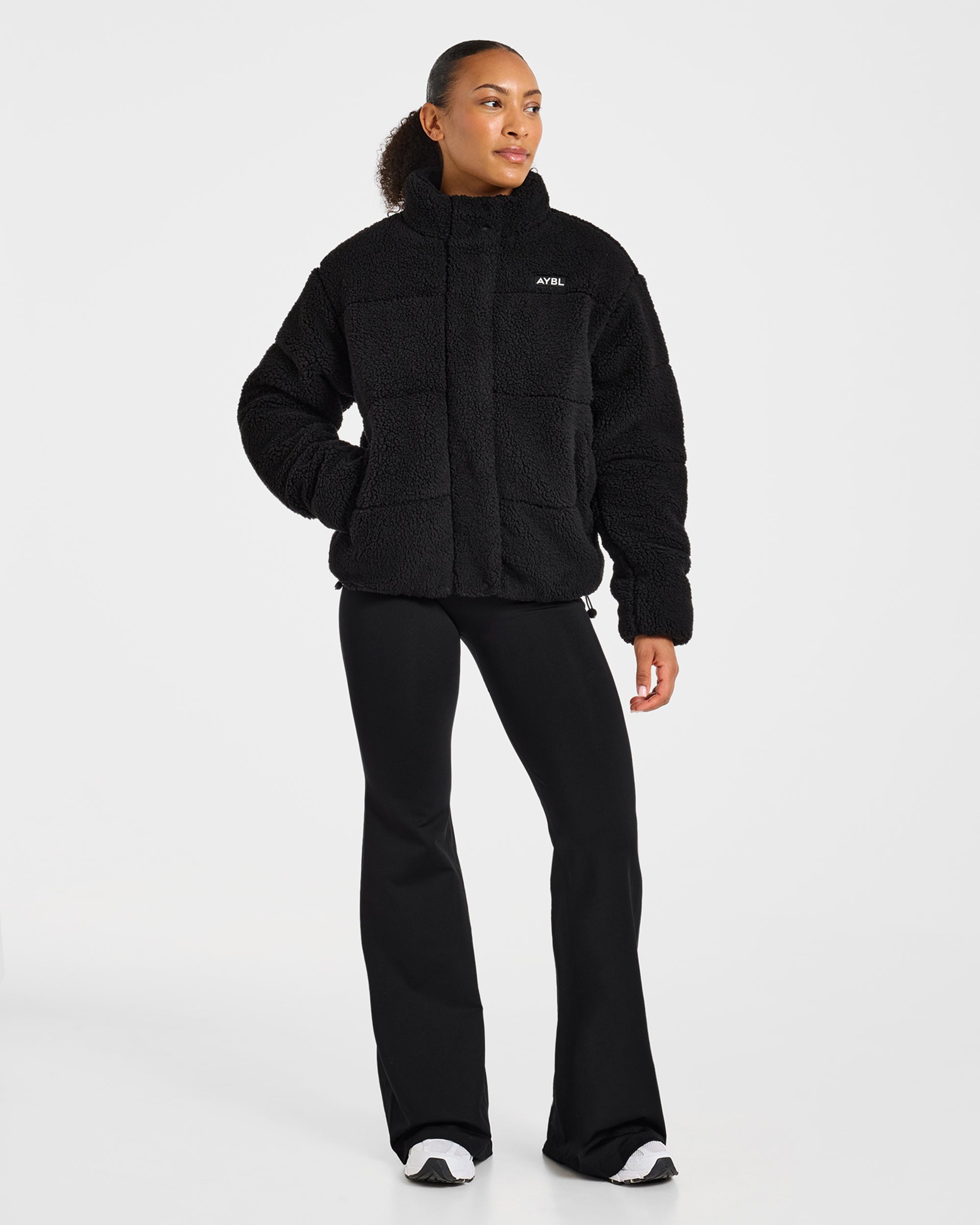 Signature Fleece Puffer Coat - Zwart