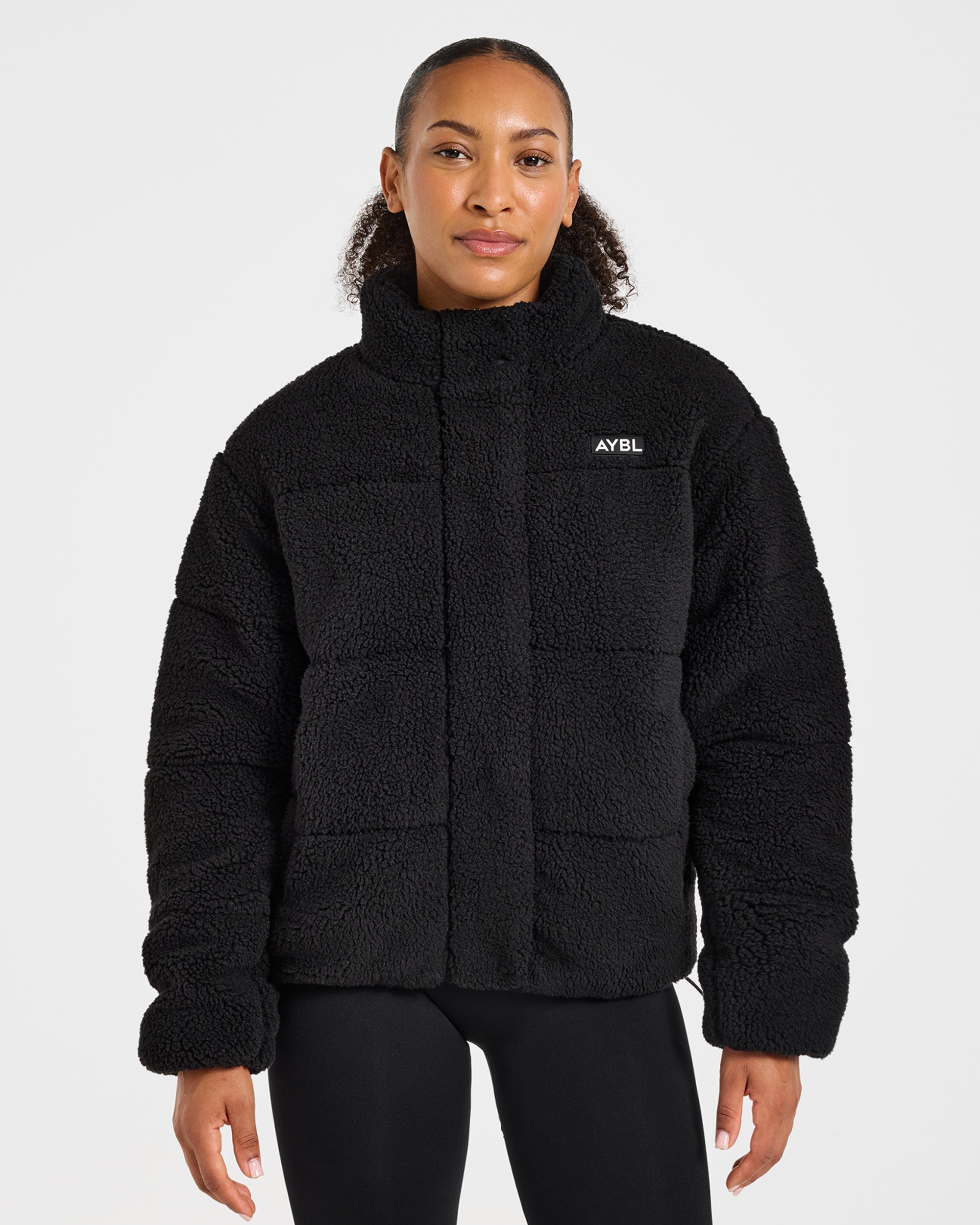 Signature Fleece Puffer Coat - Zwart