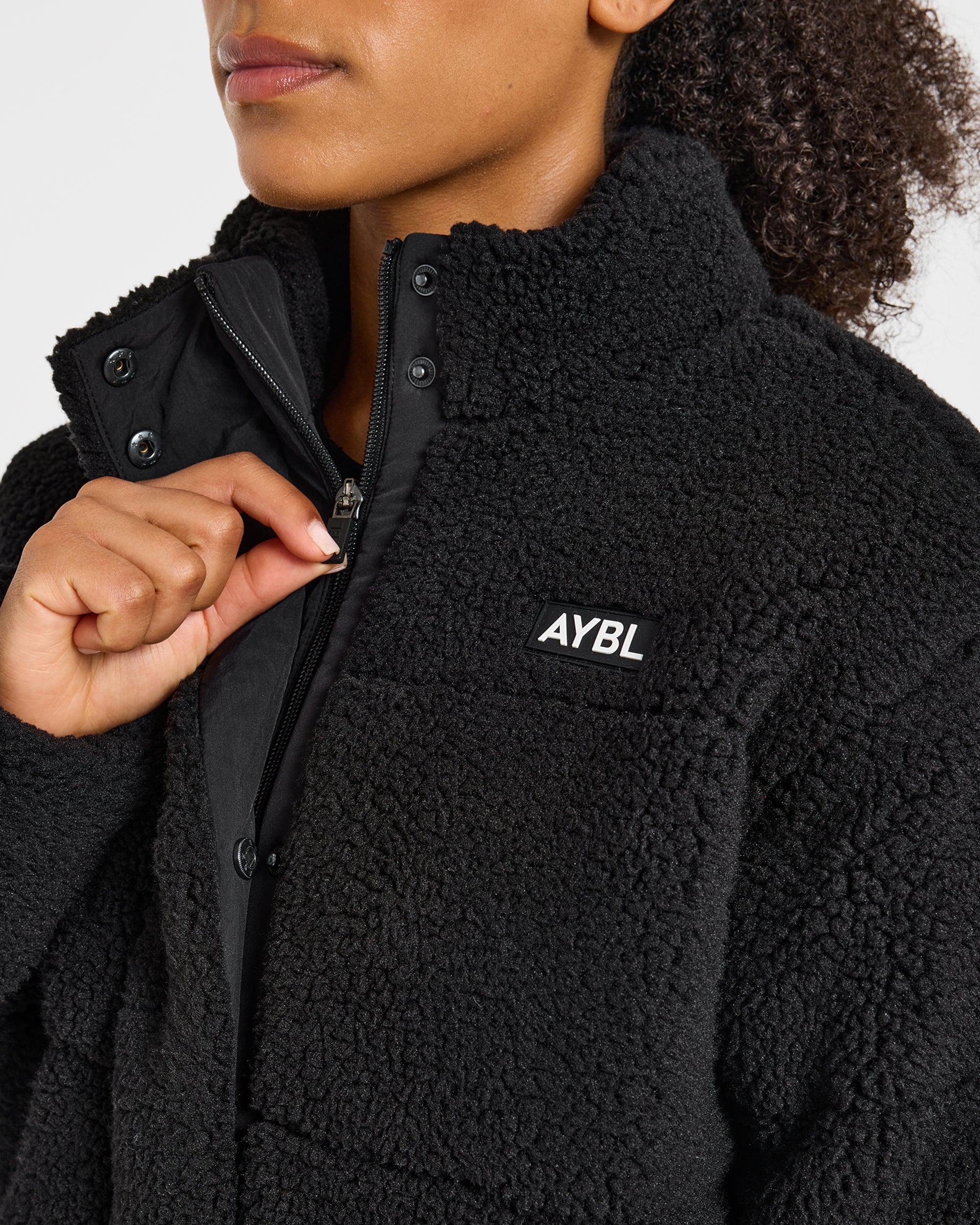 Signature Fleece Puffer Coat - Zwart