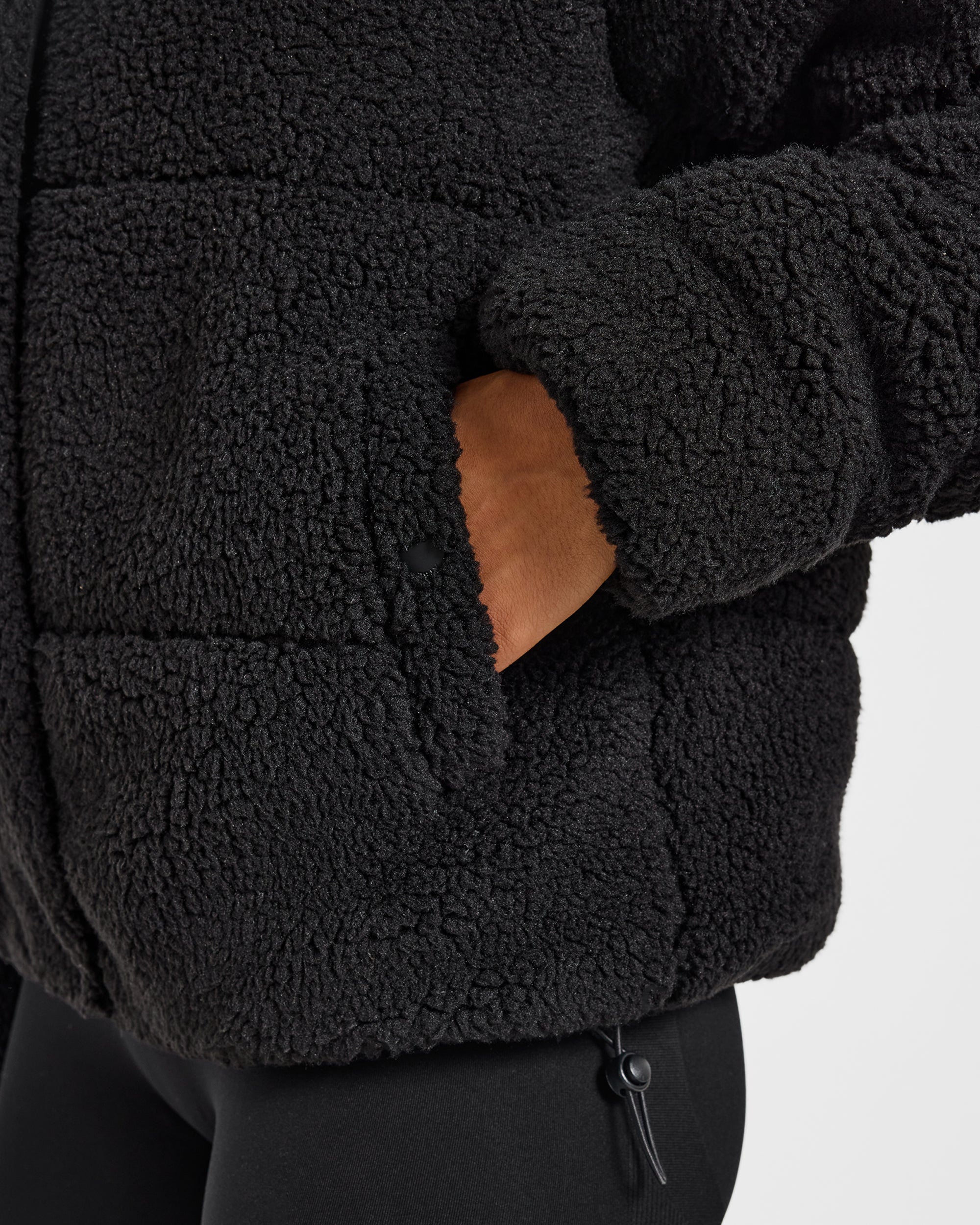 Signature Fleece Puffer Coat - Zwart