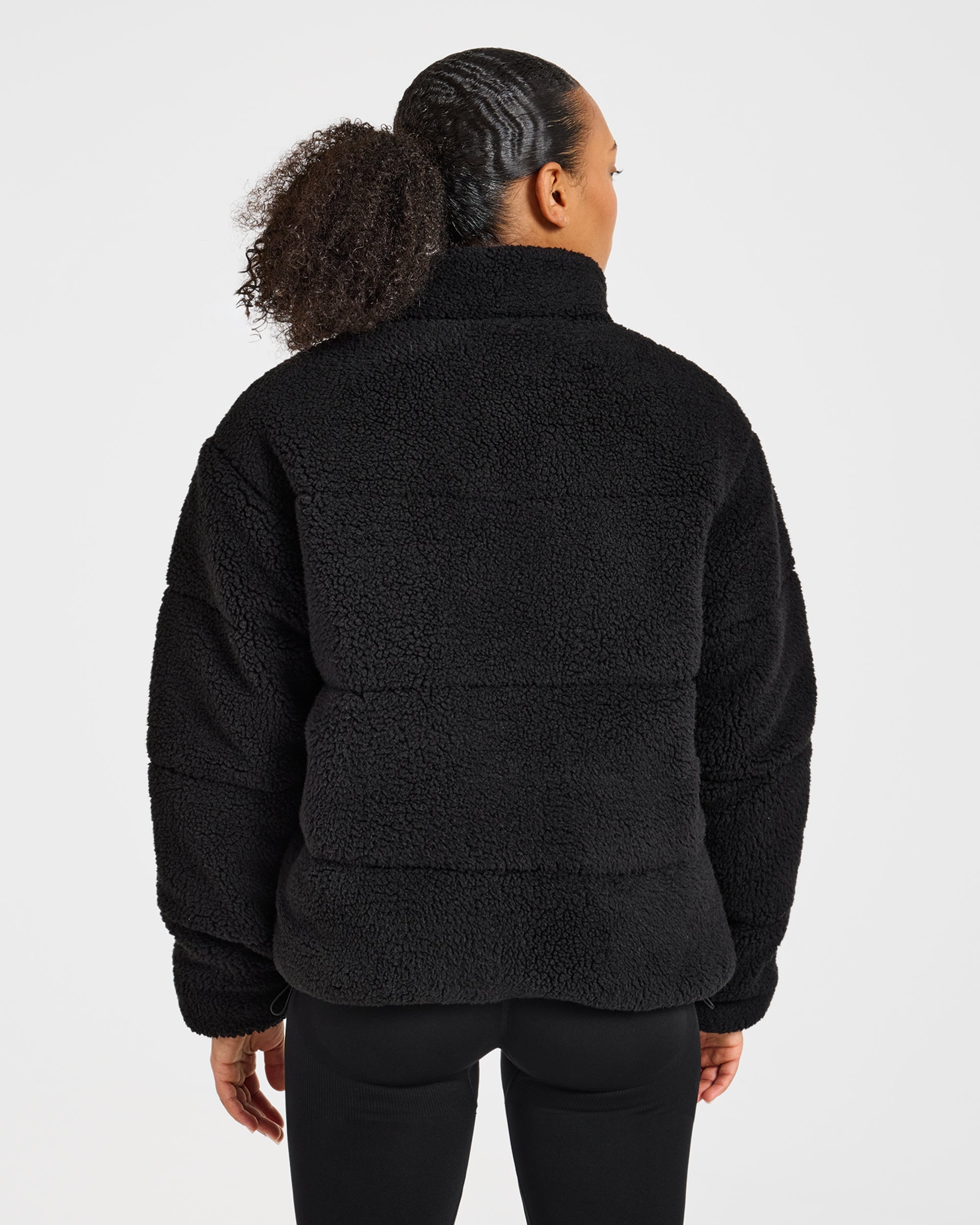 Signature Fleece Puffer Coat - Zwart