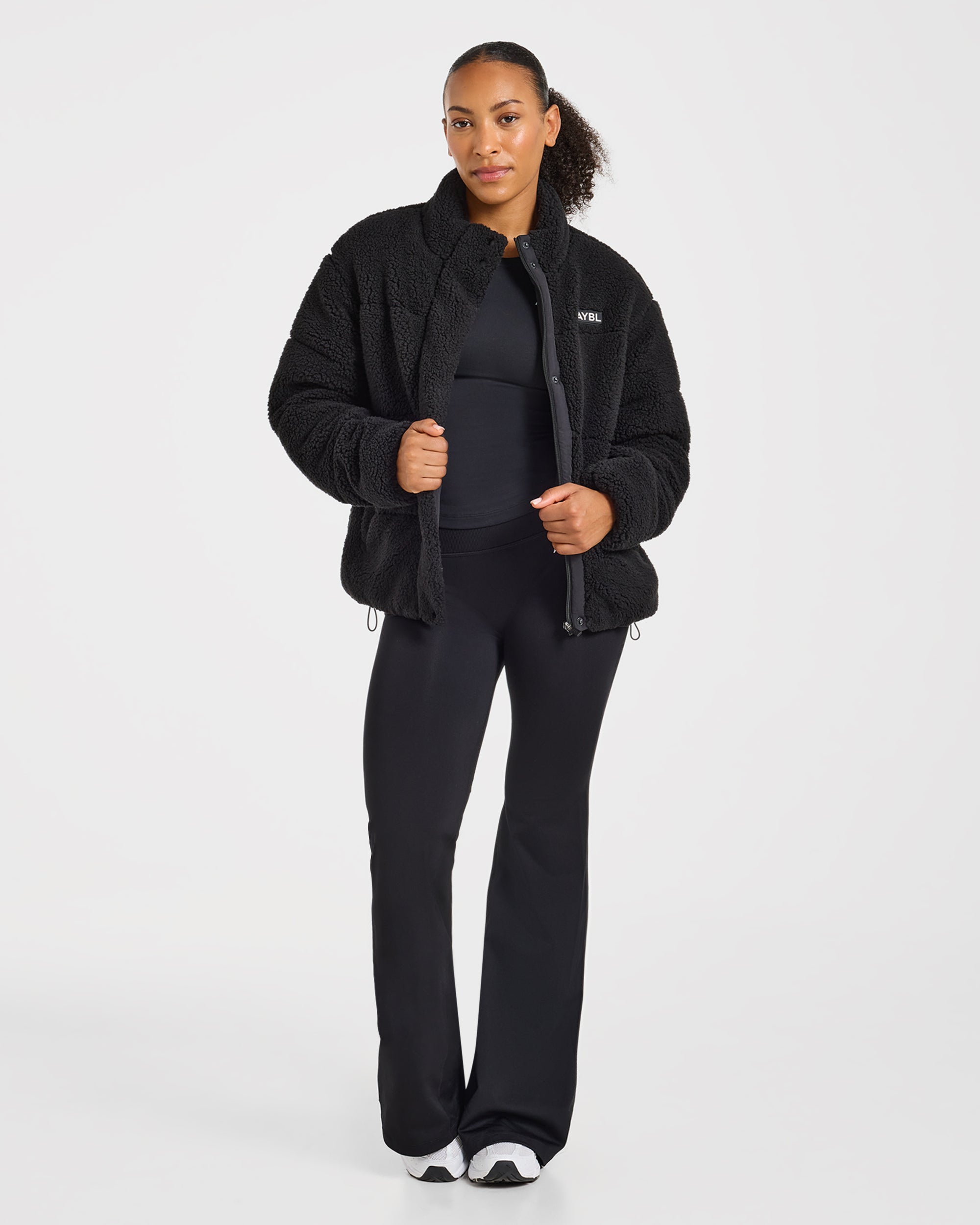 Signature Fleece Puffer Coat - Zwart