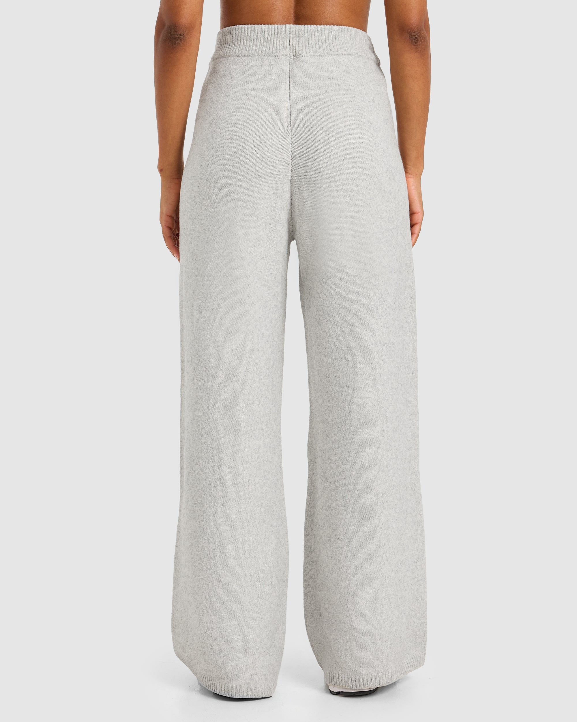 Varsity Oversized Knitted Joggers - Grijs Marl/Burgundy