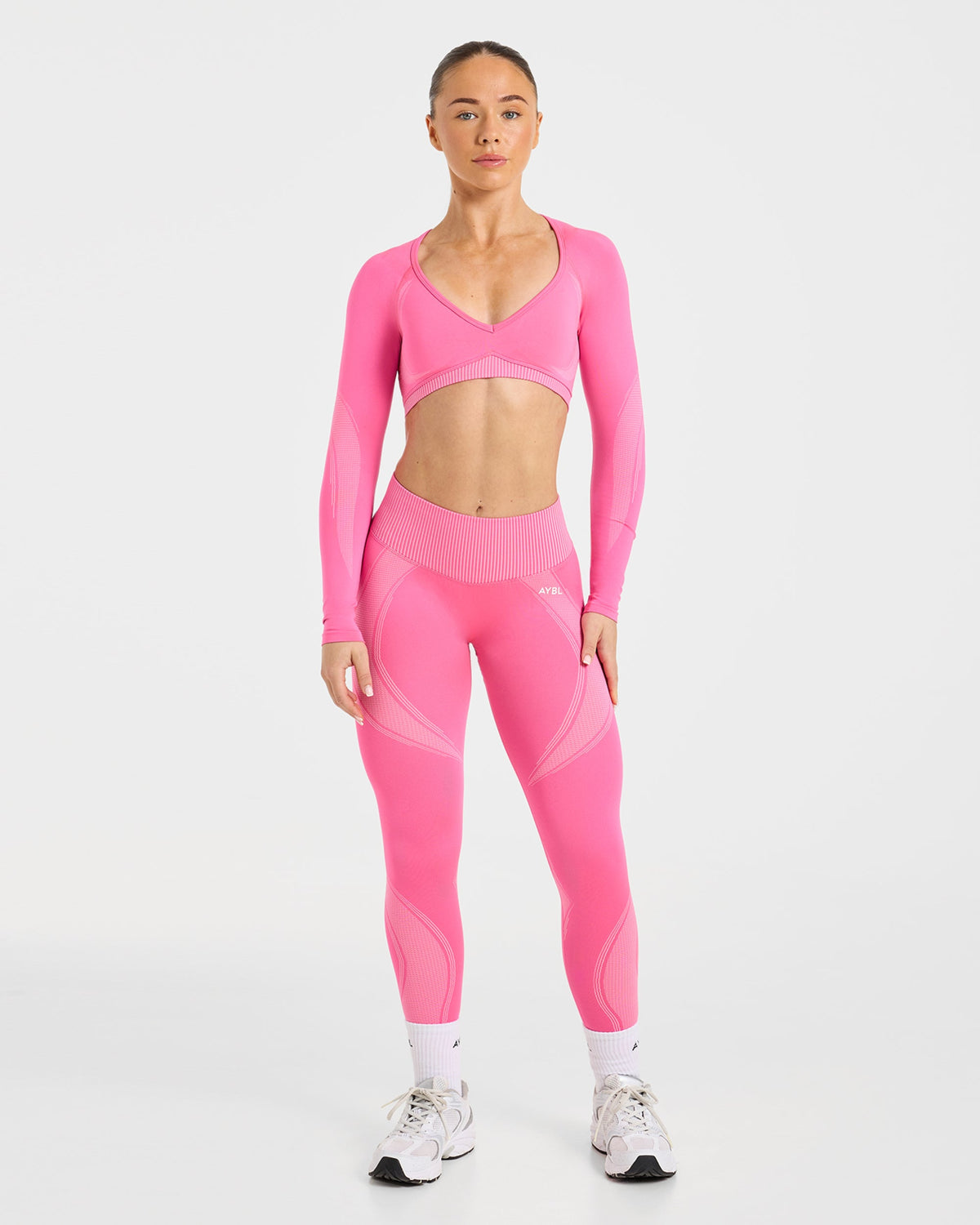 Charge Seamless Long Sleeve Crop Top - Roze