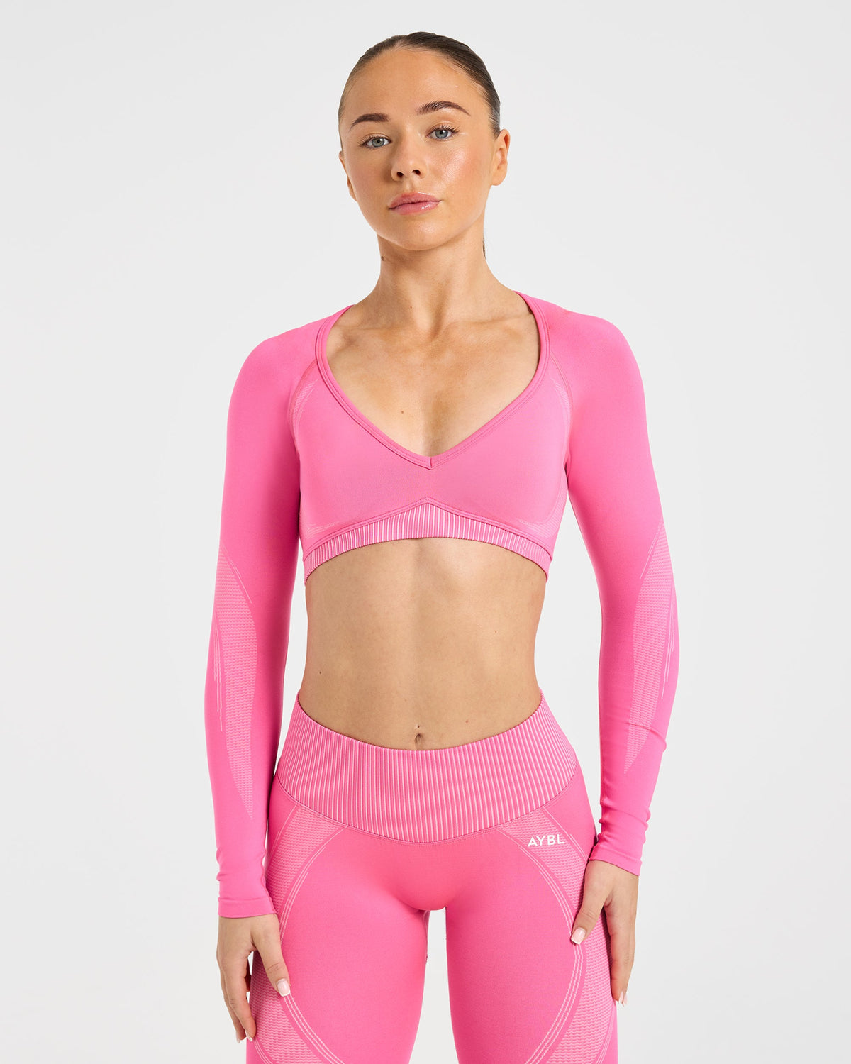 Charge Seamless Long Sleeve Crop Top - Roze