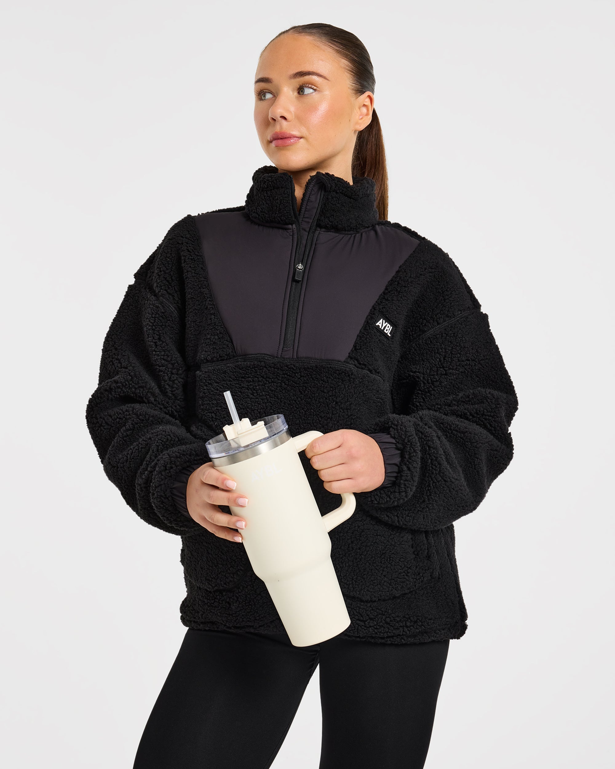 Signature 1/4 Zip Fleece Pullover - Zwart