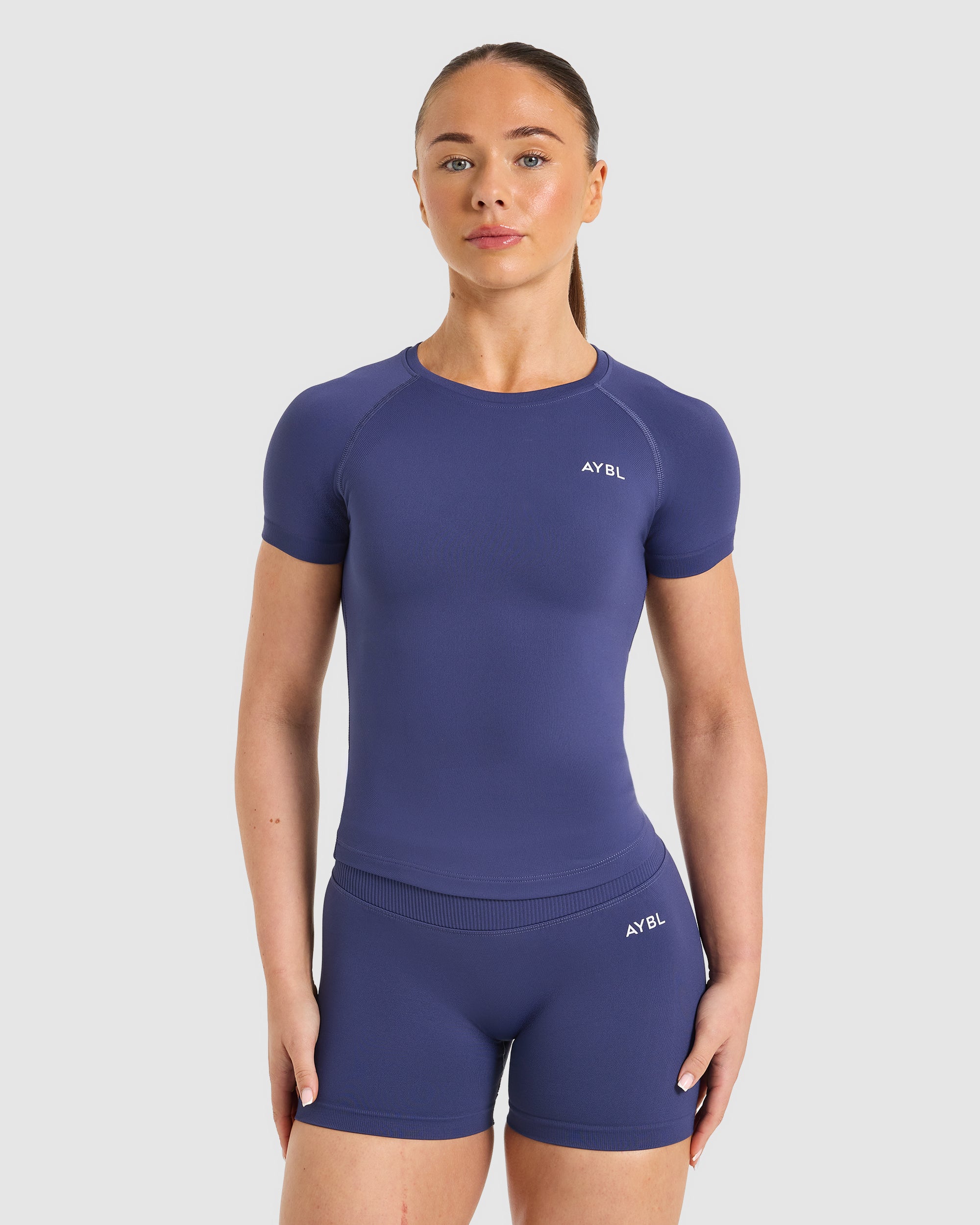 Enhance Seamless Short Sleeve Top - Storm Blauw