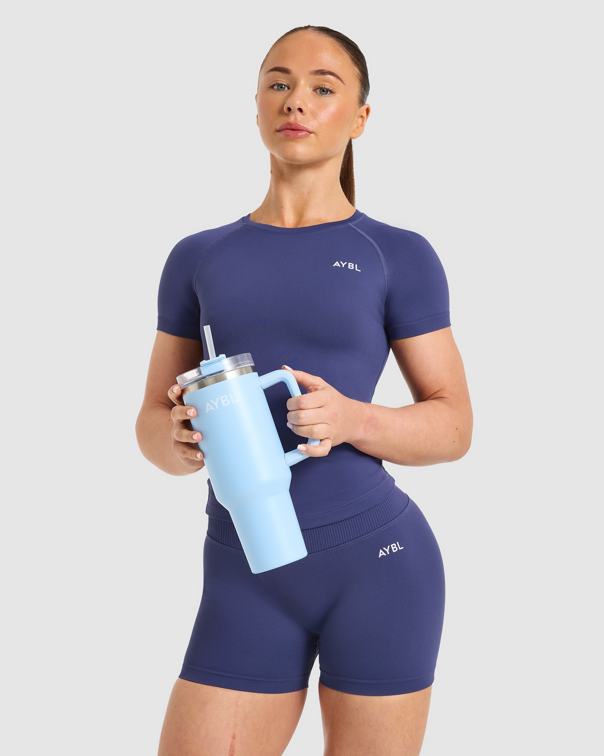 Enhance Seamless Short Sleeve Top - Storm Blauw