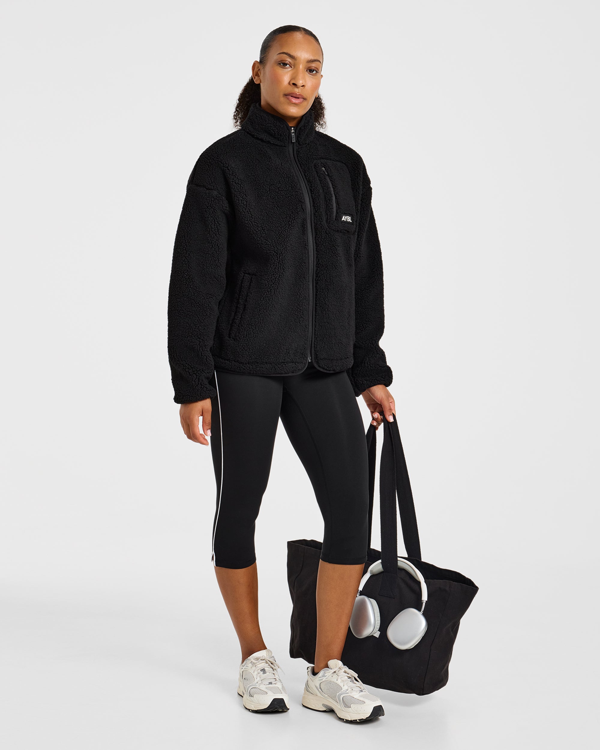 Signature Zip Up Fleece Jacket - Zwart