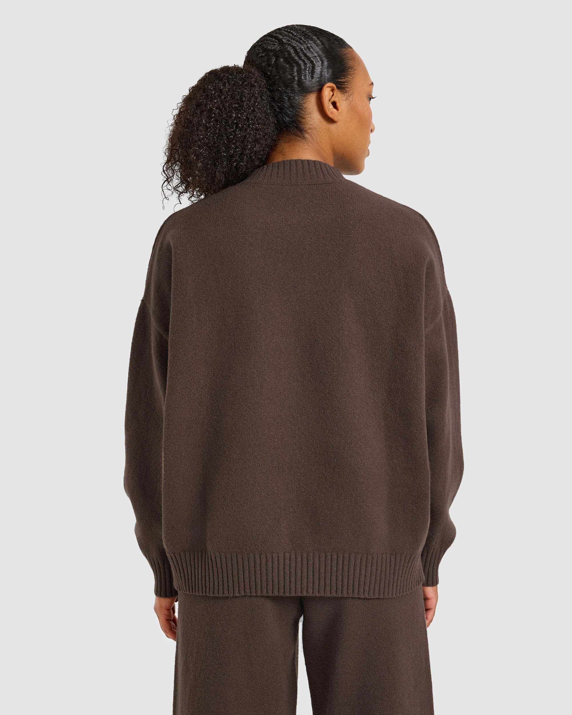 Varsity Oversized Knitted 1/4 Zip Pullover - Bruin