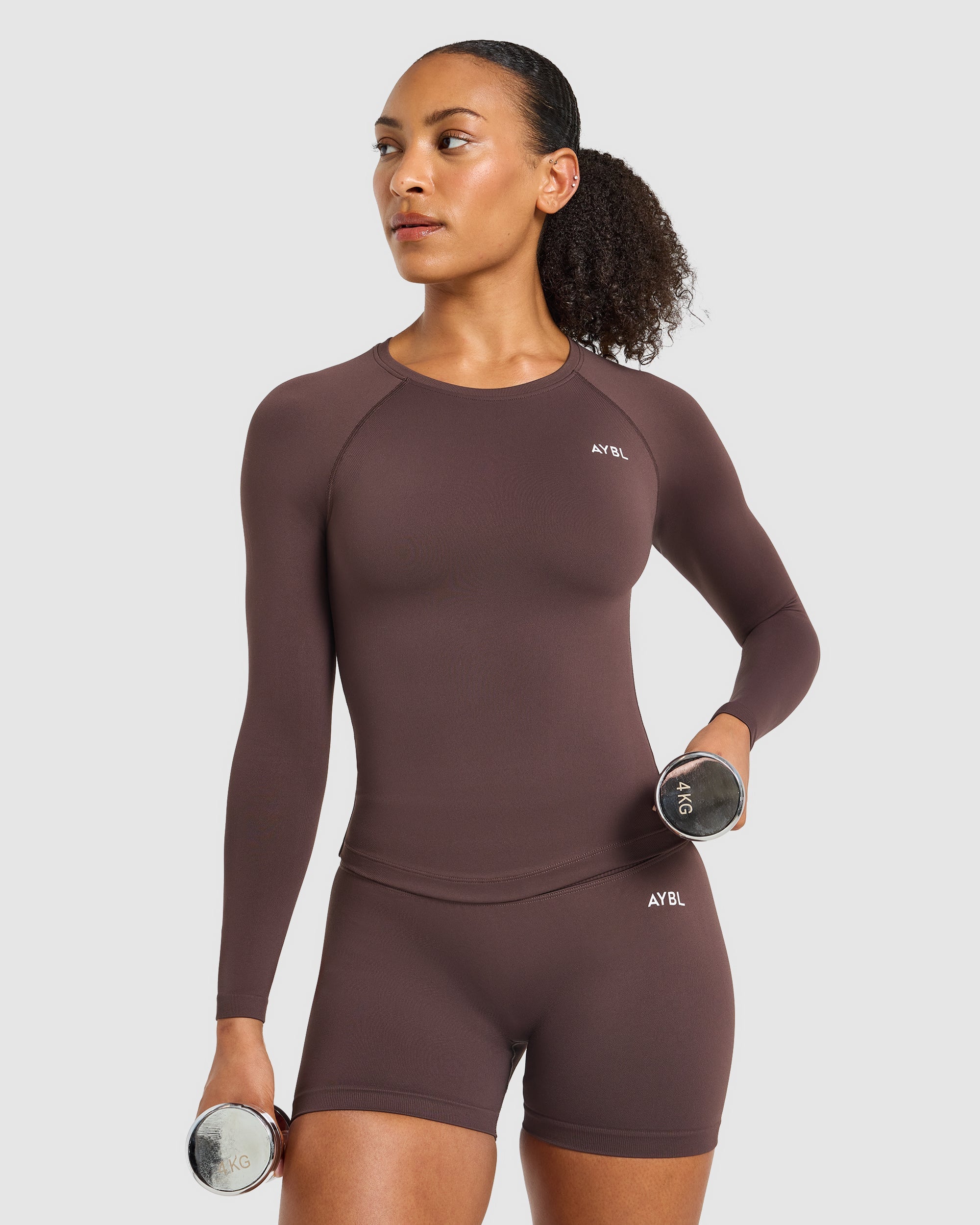 Enhance Seamless Long Sleeve Top - Cocoa Bruin